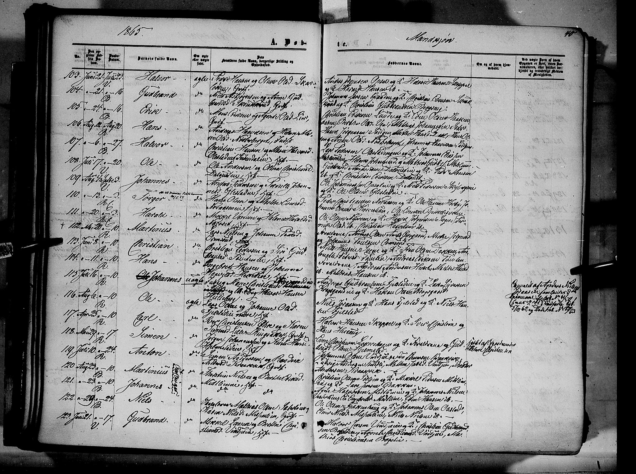 Ringsaker prestekontor, SAH/PREST-014/K/Ka/L0010: Parish register (official) no. 10, 1861-1869, p. 40