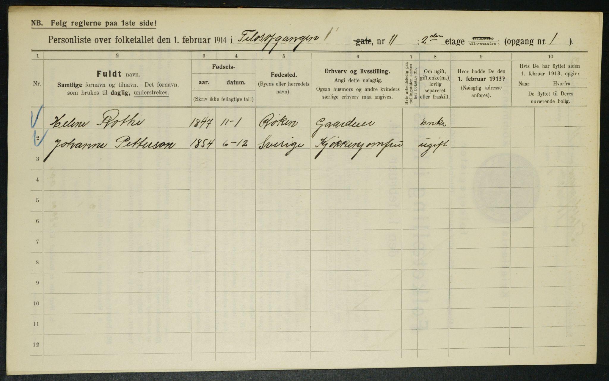 OBA, Municipal Census 1914 for Kristiania, 1914, p. 24436