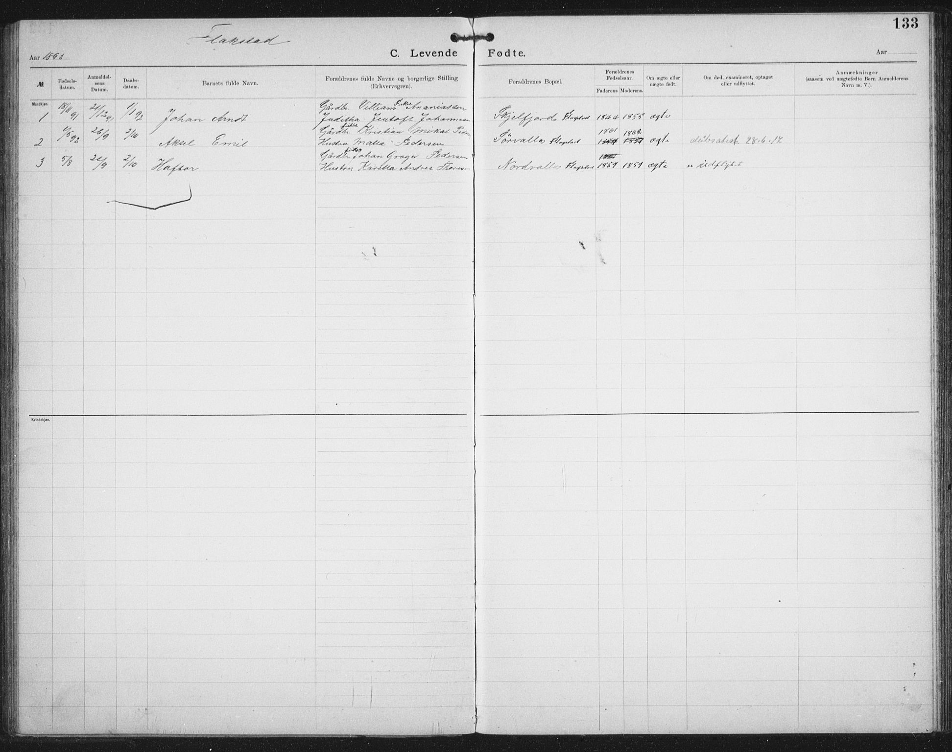 Ministerialprotokoller, klokkerbøker og fødselsregistre - Nordland, AV/SAT-A-1459/881/L1174: Dissenter register no. 881D01, 1891-1933, p. 133