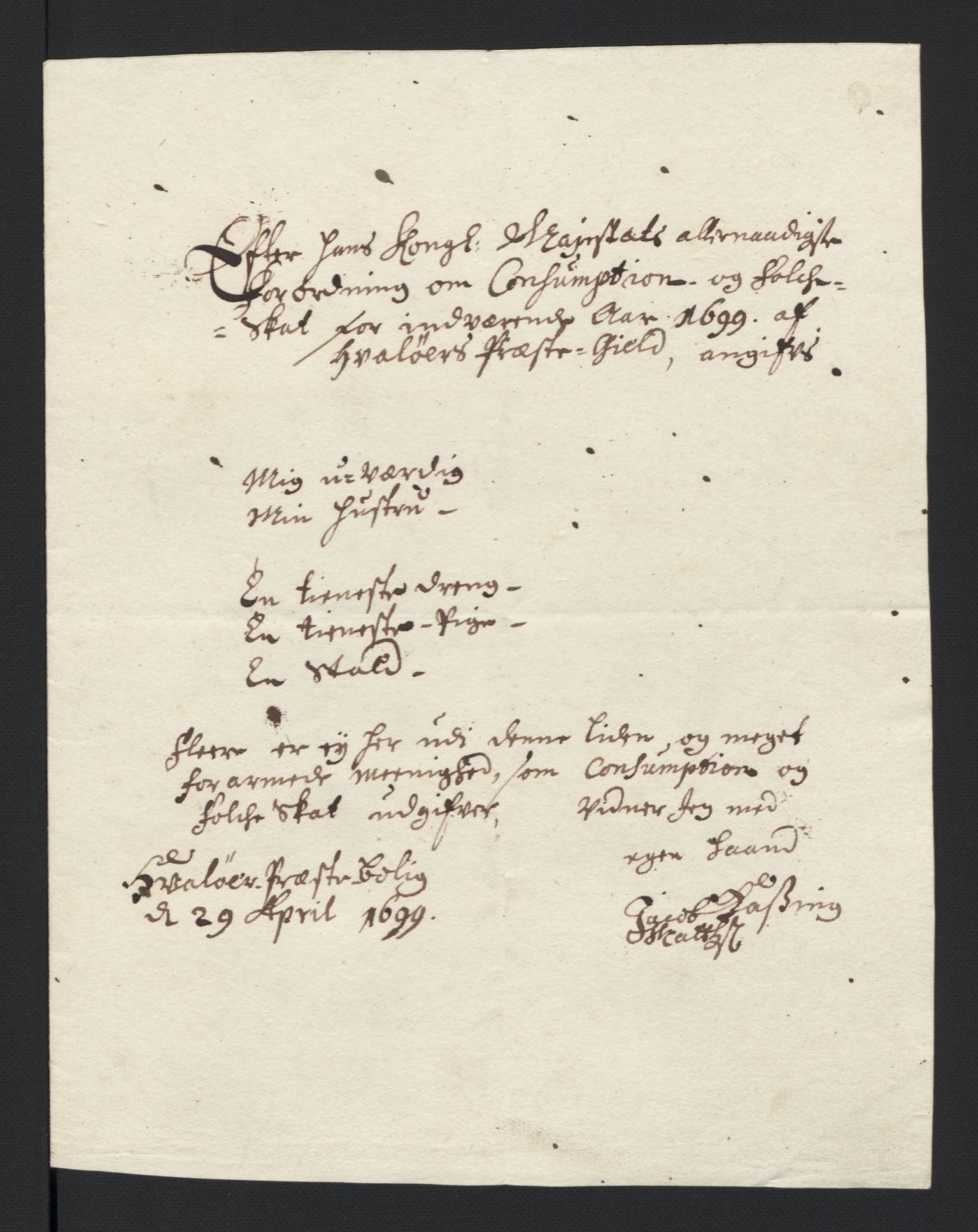 Rentekammeret inntil 1814, Reviderte regnskaper, Fogderegnskap, RA/EA-4092/R04/L0128: Fogderegnskap Moss, Onsøy, Tune, Veme og Åbygge, 1699, p. 91