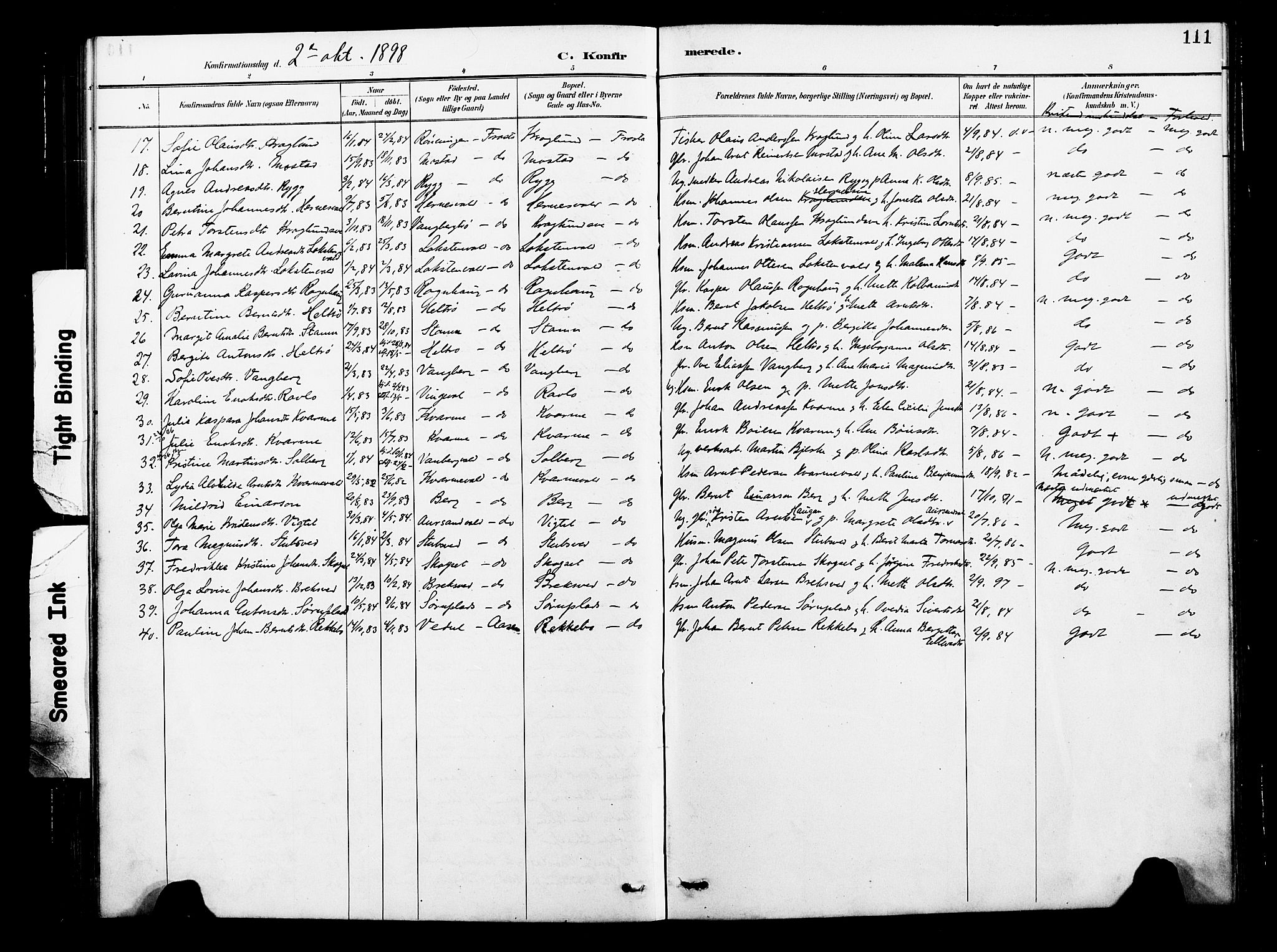 Ministerialprotokoller, klokkerbøker og fødselsregistre - Nord-Trøndelag, AV/SAT-A-1458/713/L0121: Parish register (official) no. 713A10, 1888-1898, p. 111