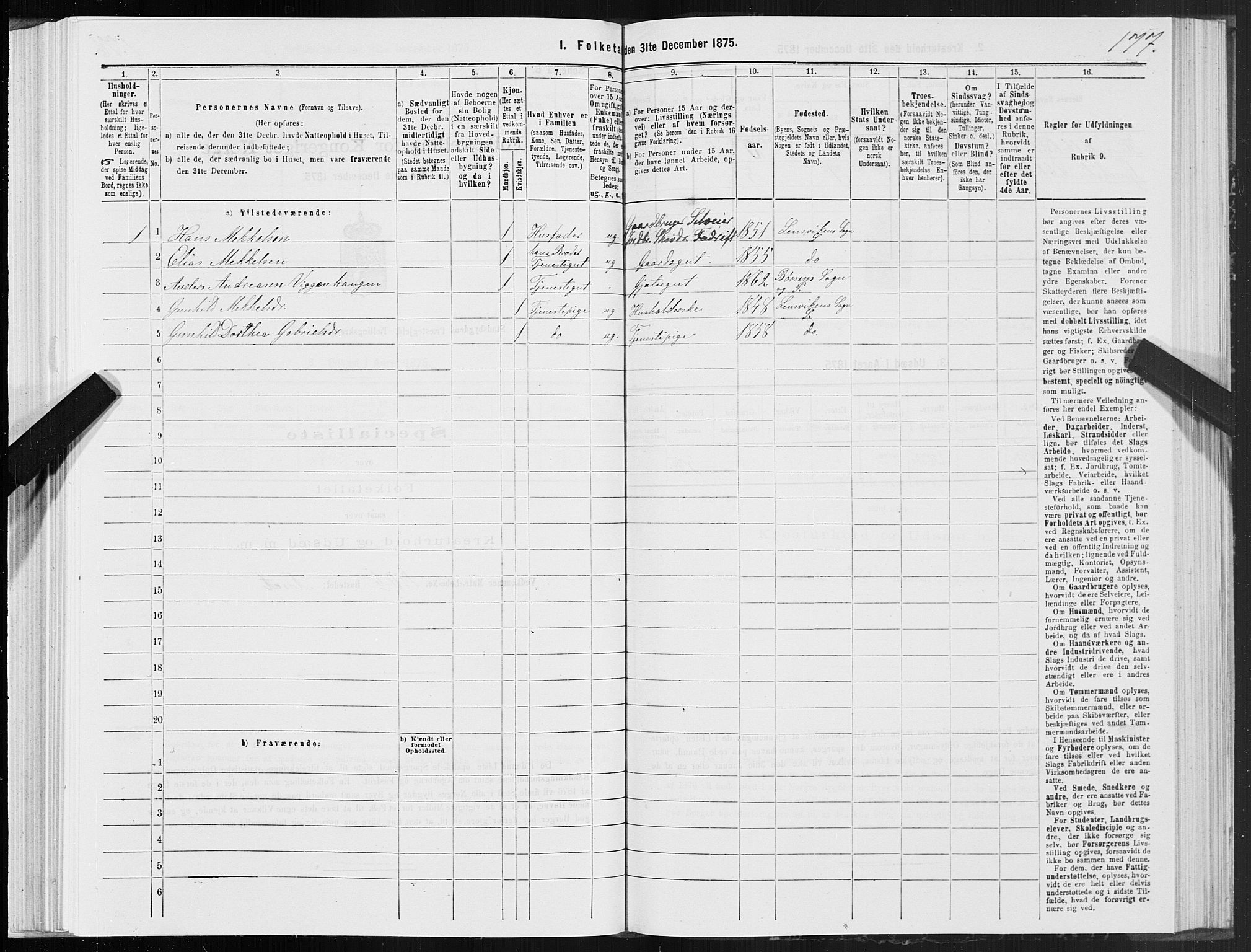 SAT, 1875 census for 1625P Stadsbygd, 1875, p. 6177