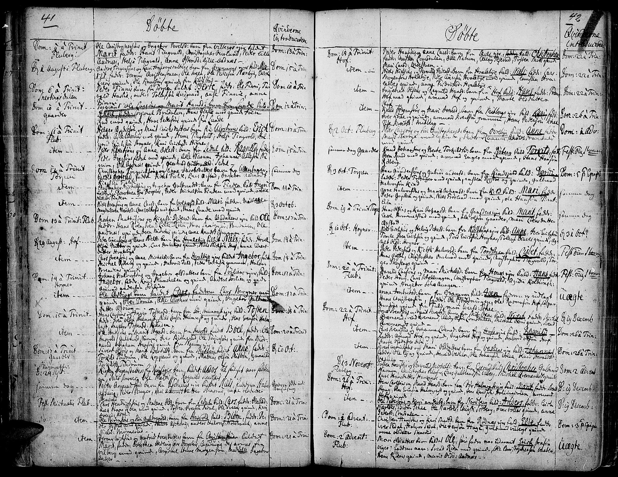 Land prestekontor, AV/SAH-PREST-120/H/Ha/Haa/L0002: Parish register (official) no. 2, 1733-1764, p. 41-42