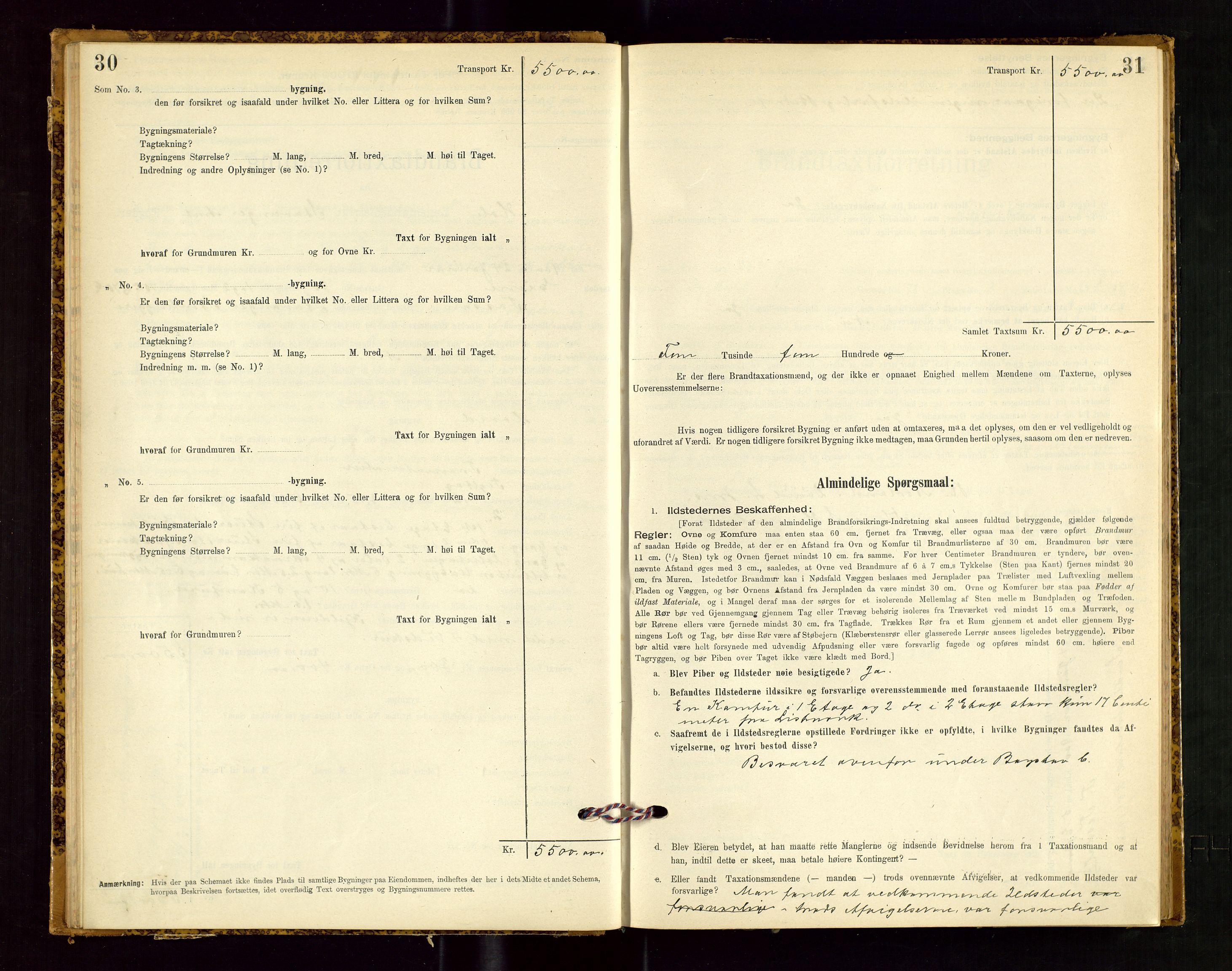 Høle og Forsand lensmannskontor, SAST/A-100127/Gob/L0001: "Brandtaxtprotokol" - skjematakst, 1897-1940, p. 30-31