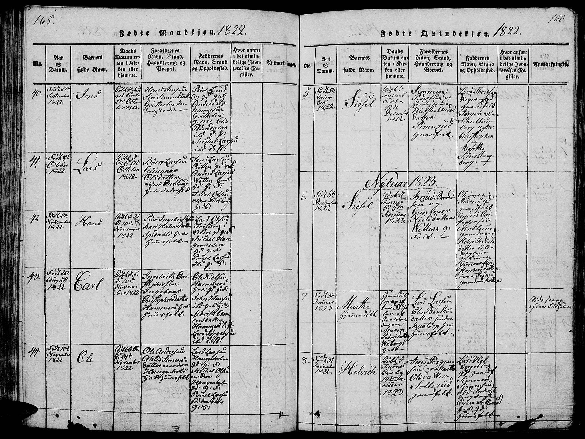 Vang prestekontor, Hedmark, SAH/PREST-008/H/Ha/Hab/L0005: Parish register (copy) no. 5, 1815-1836, p. 165-166