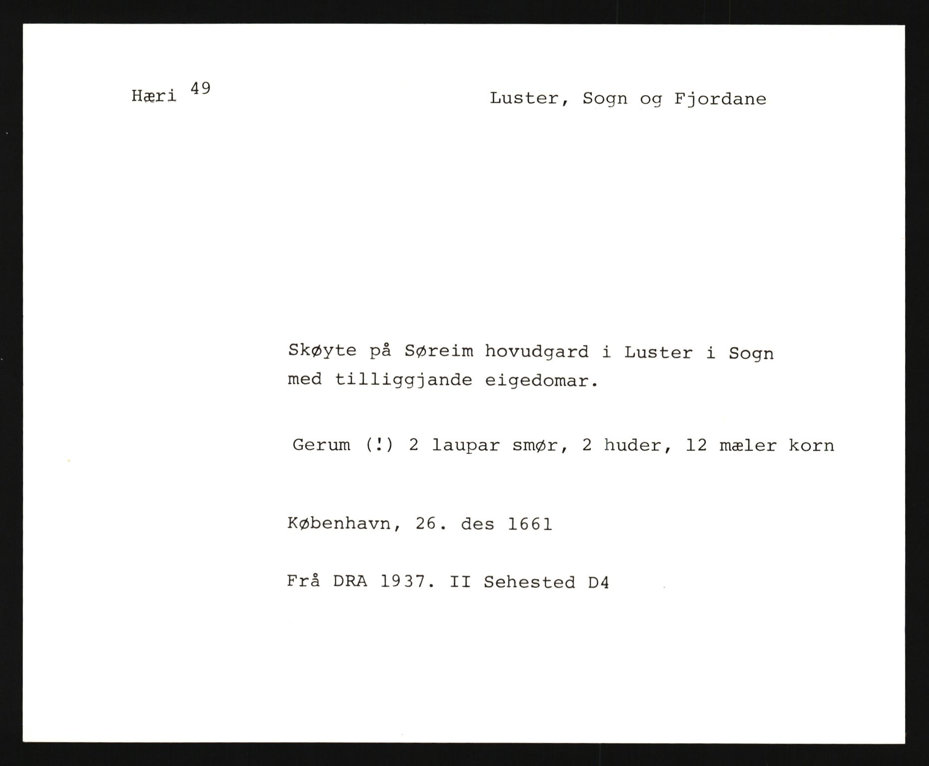 Riksarkivets diplomsamling, AV/RA-EA-5965/F35/F35e/L0030: Registreringssedler Sogn og Fjordane, 1400-1700, p. 73