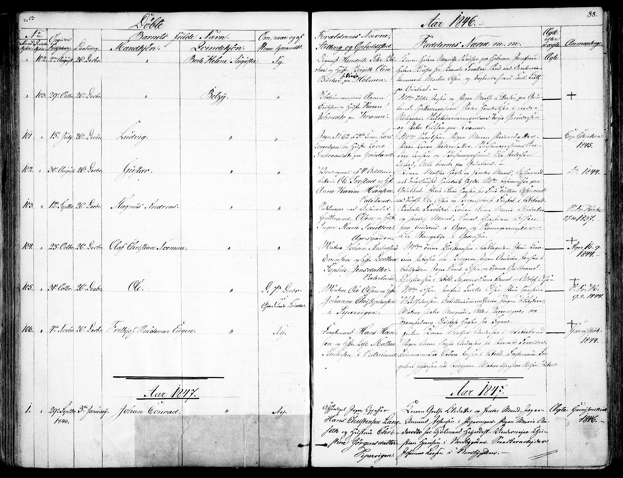 Garnisonsmenigheten Kirkebøker, SAO/A-10846/F/Fa/L0008: Parish register (official) no. 8, 1842-1859, p. 88