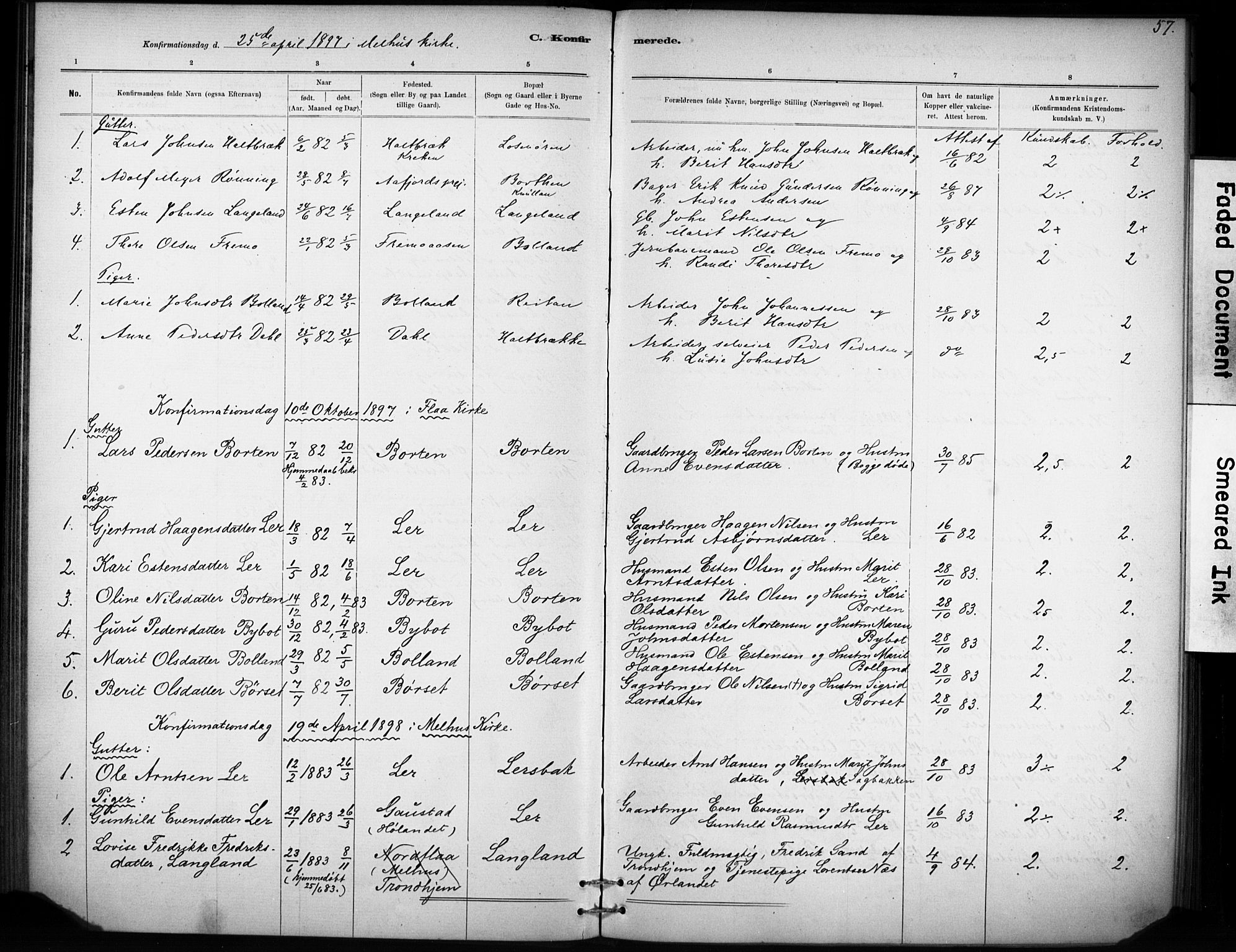 Ministerialprotokoller, klokkerbøker og fødselsregistre - Sør-Trøndelag, SAT/A-1456/693/L1119: Parish register (official) no. 693A01, 1887-1905, p. 57