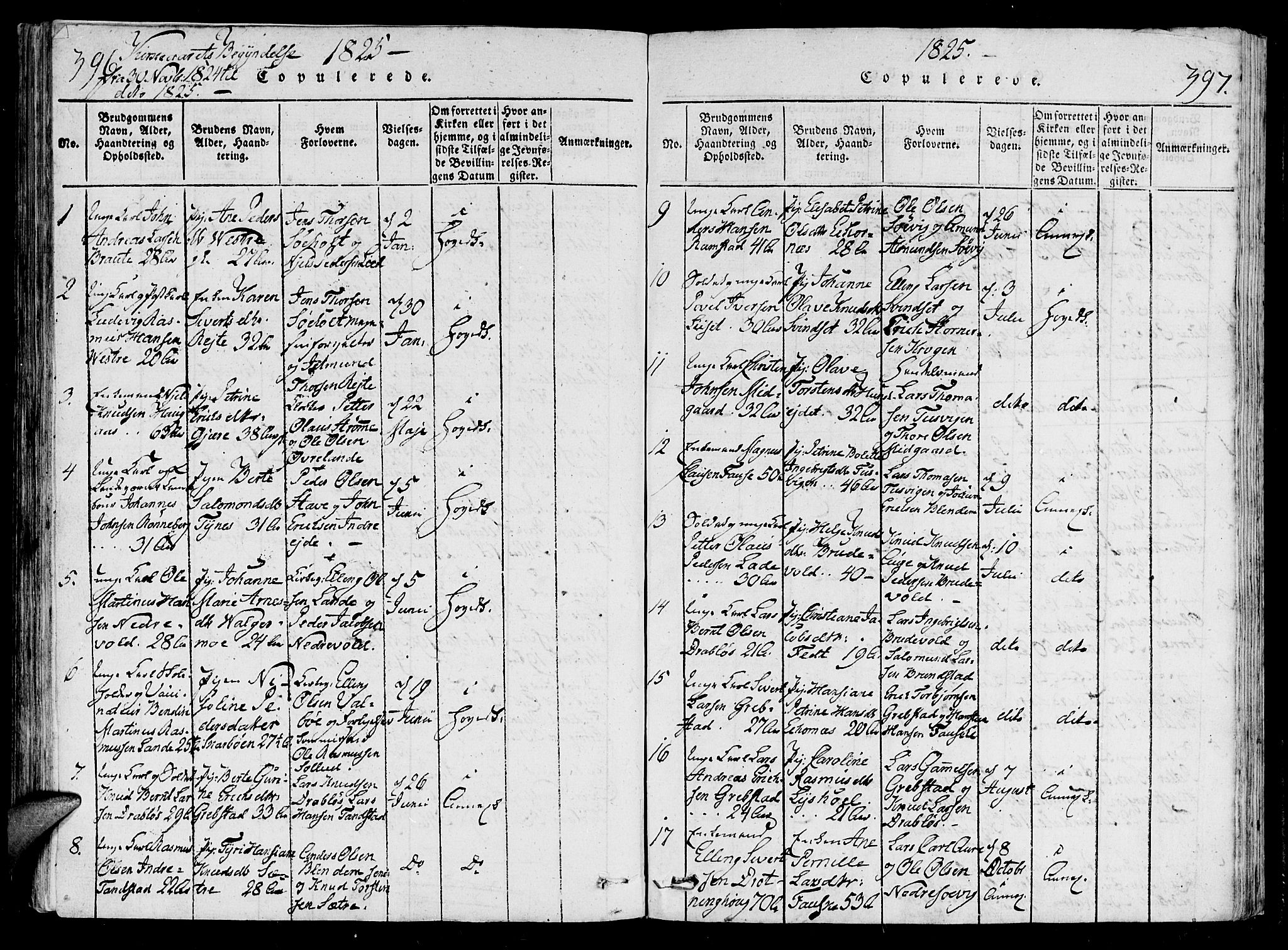 Ministerialprotokoller, klokkerbøker og fødselsregistre - Møre og Romsdal, SAT/A-1454/522/L0310: Parish register (official) no. 522A05, 1816-1832, p. 396-397