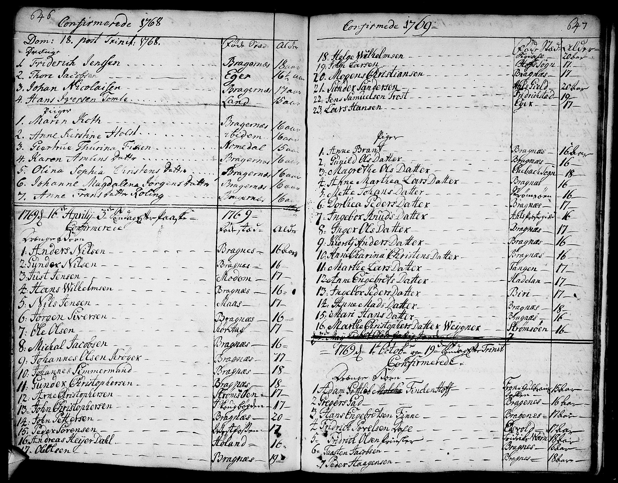 Bragernes kirkebøker, SAKO/A-6/F/Fa/L0005: Parish register (official) no. I 5, 1759-1781, p. 646-647