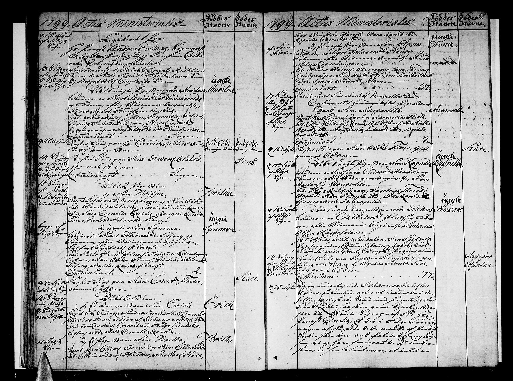 Sogndal sokneprestembete, AV/SAB-A-81301/H/Haa/Haaa/L0008: Parish register (official) no. A 8, 1795-1809, p. 52