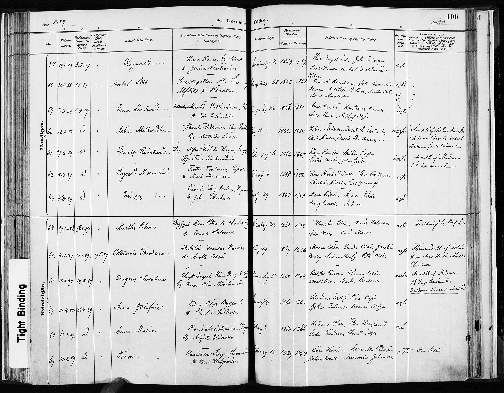 Kampen prestekontor Kirkebøker, SAO/A-10853/F/Fa/L0003: Parish register (official) no. I 3, 1886-1892, p. 106