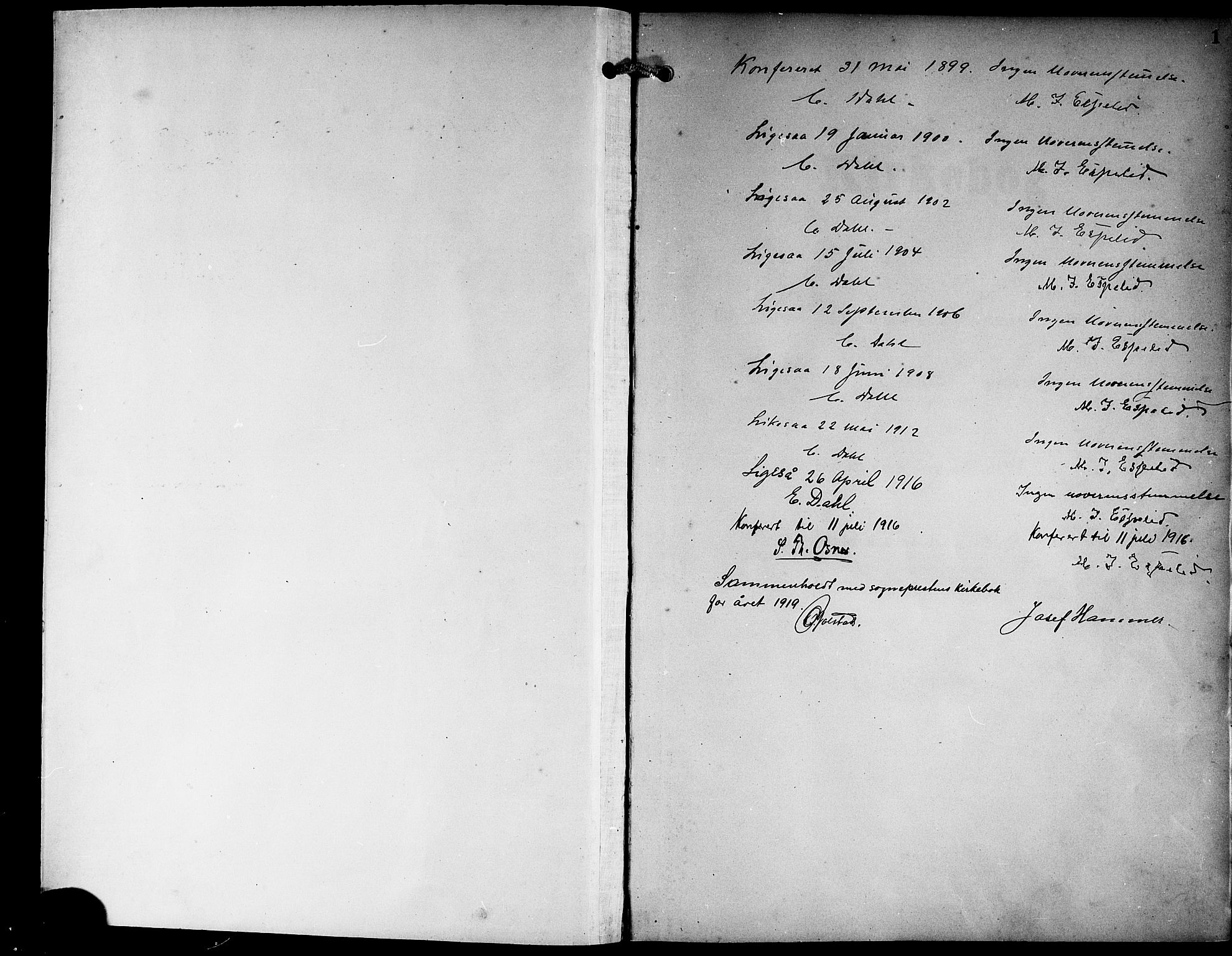 Hamre sokneprestembete, SAB/A-75501/H/Ha/Hab: Parish register (copy) no. B 4, 1898-1919, p. 1