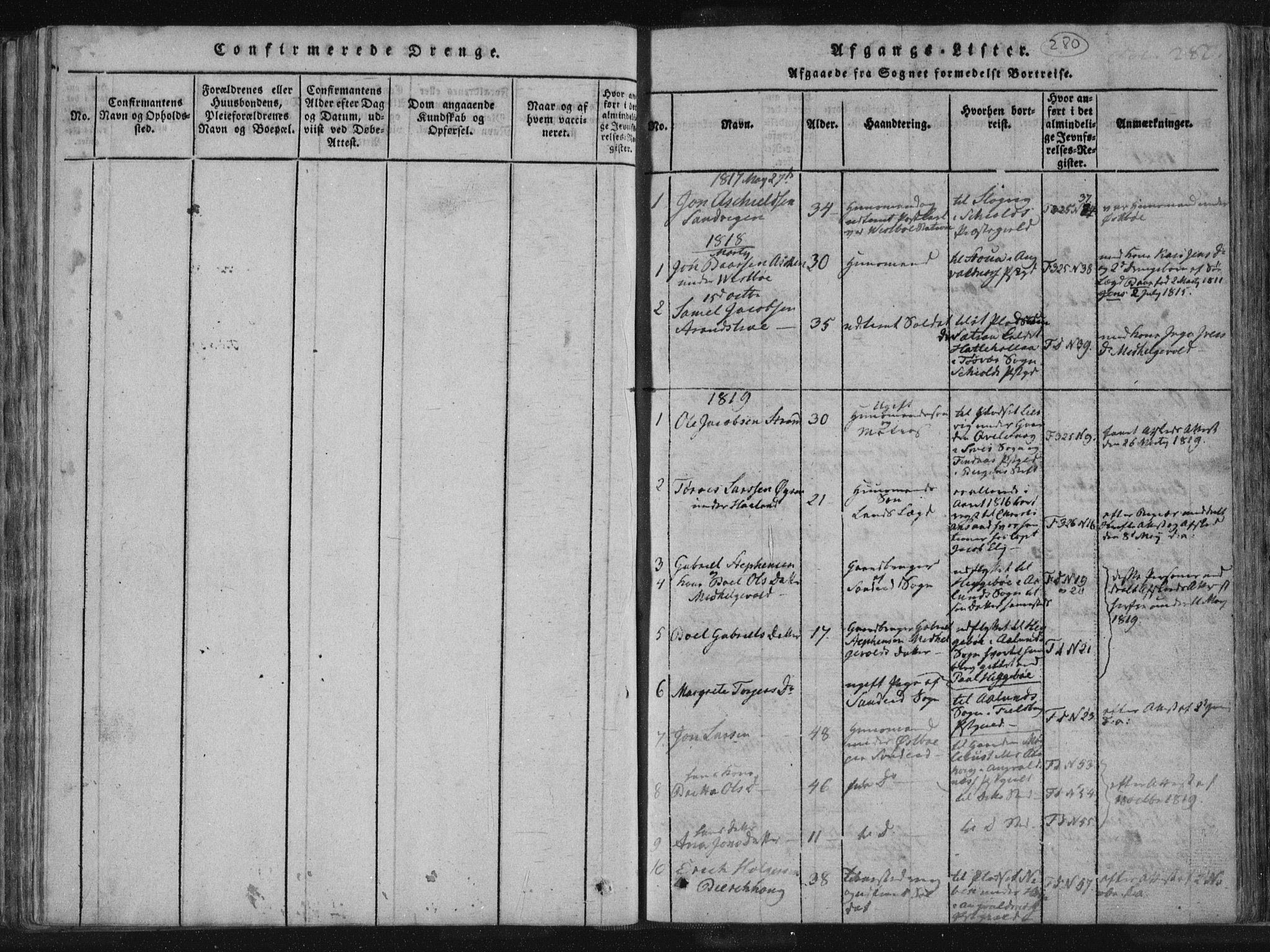 Vikedal sokneprestkontor, AV/SAST-A-101840/01/IV: Parish register (official) no. A 4, 1816-1850, p. 280