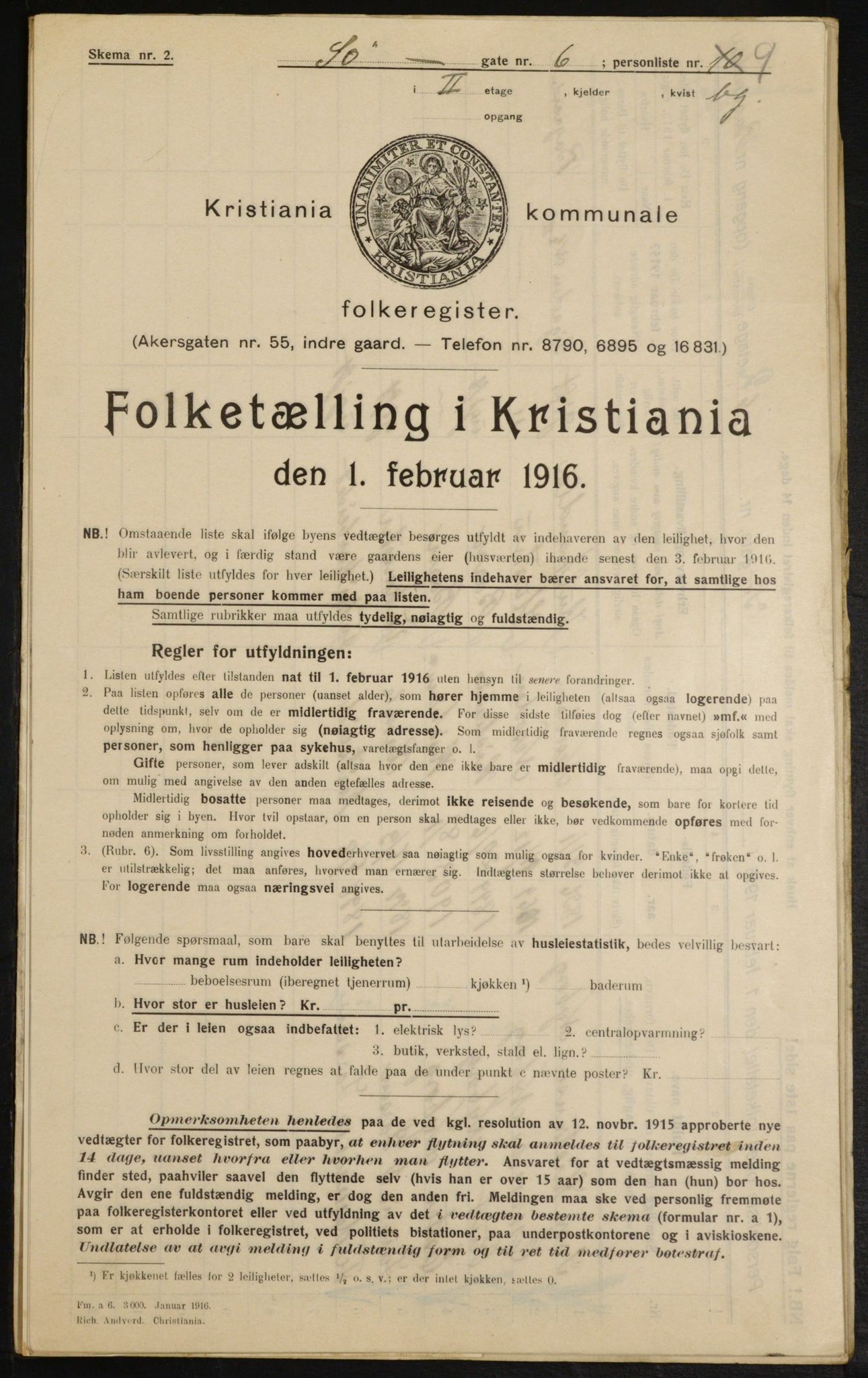 OBA, Municipal Census 1916 for Kristiania, 1916, p. 97566