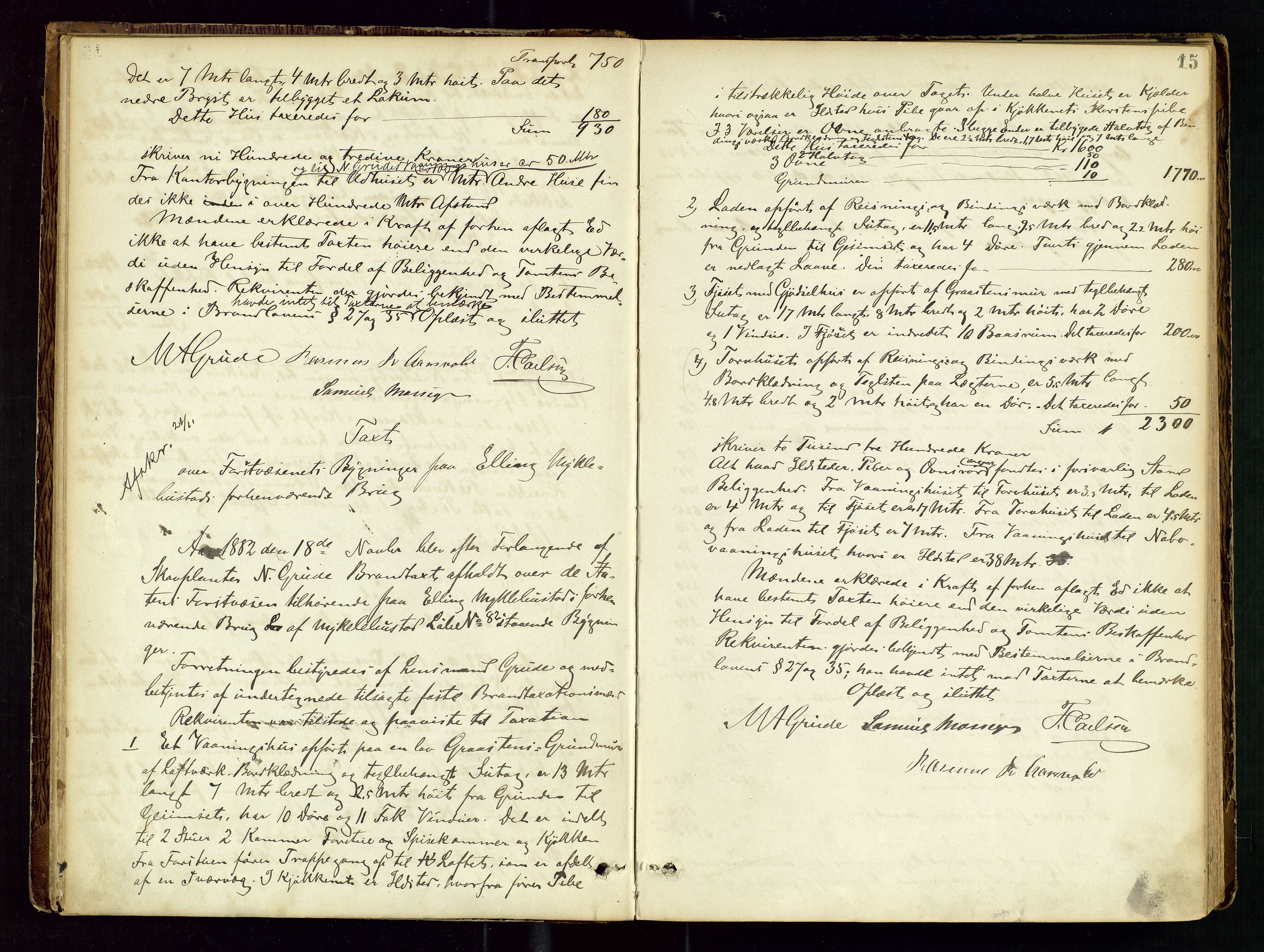 Høyland/Sandnes lensmannskontor, AV/SAST-A-100166/Goa/L0002: "Brandtaxtprotokol for Landafdelingen i Høiland", 1880-1917, p. 14b-15a