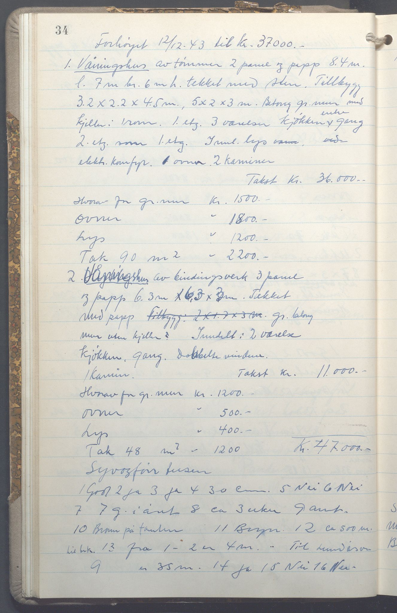 Lensmennene i Aker, OBA/A-10133/F/Fc/L0035: Branntakstprotokoll, 1943-1946, p. 34