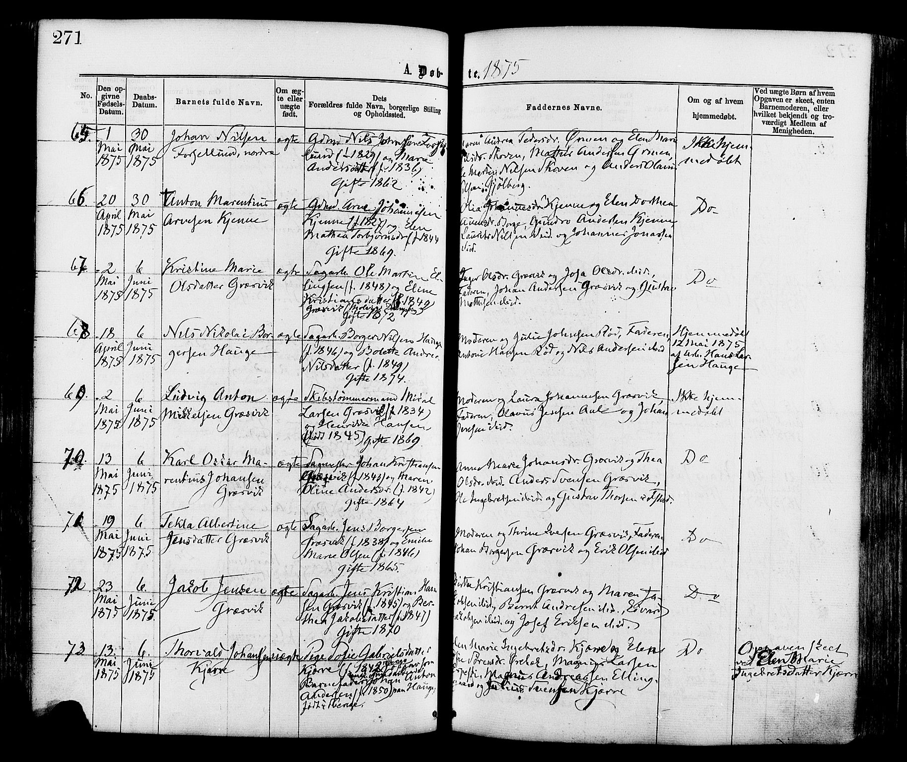 Onsøy prestekontor Kirkebøker, SAO/A-10914/F/Fa/L0004: Parish register (official) no. I 4, 1861-1877, p. 271