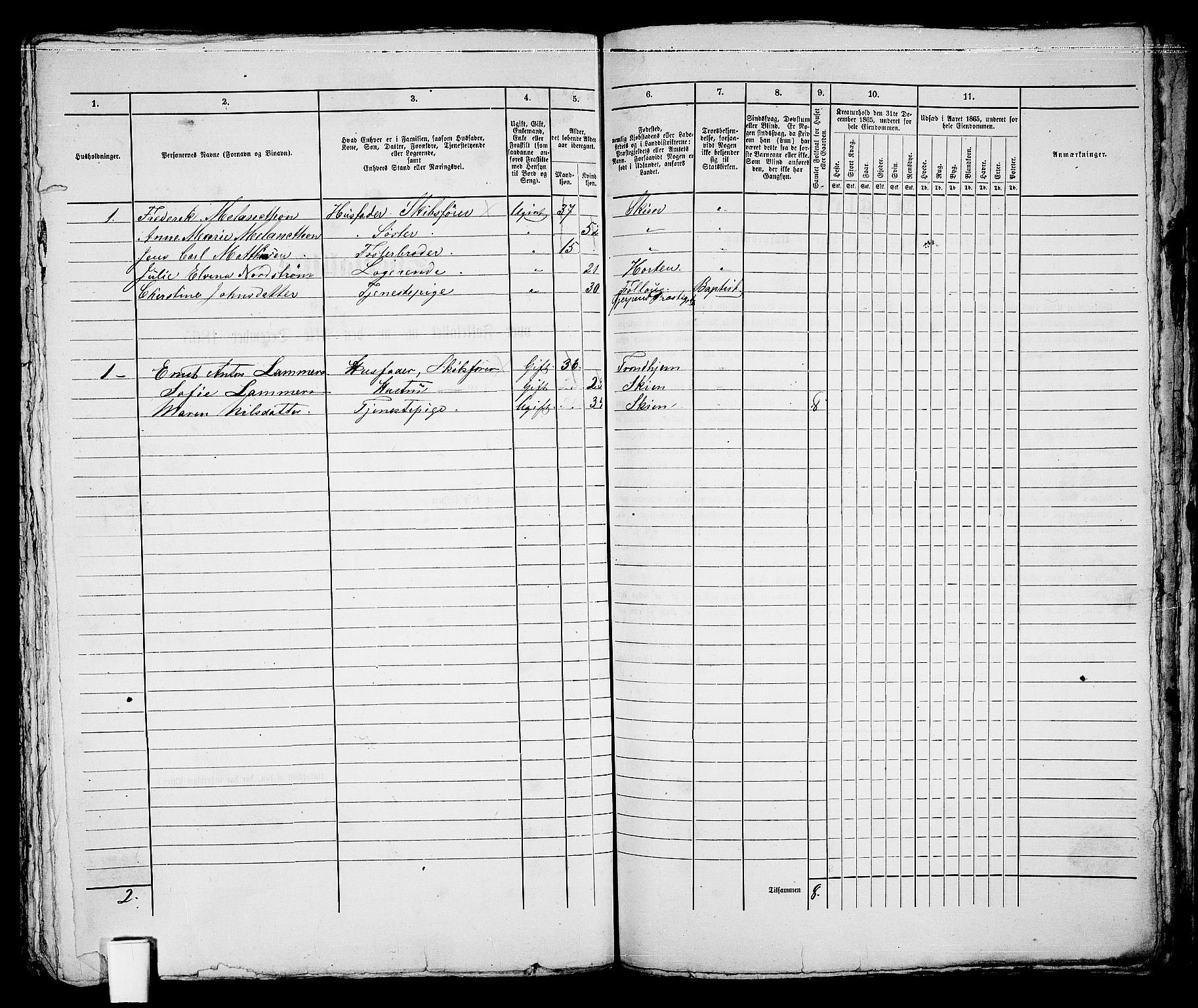 RA, 1865 census for Skien, 1865, p. 331