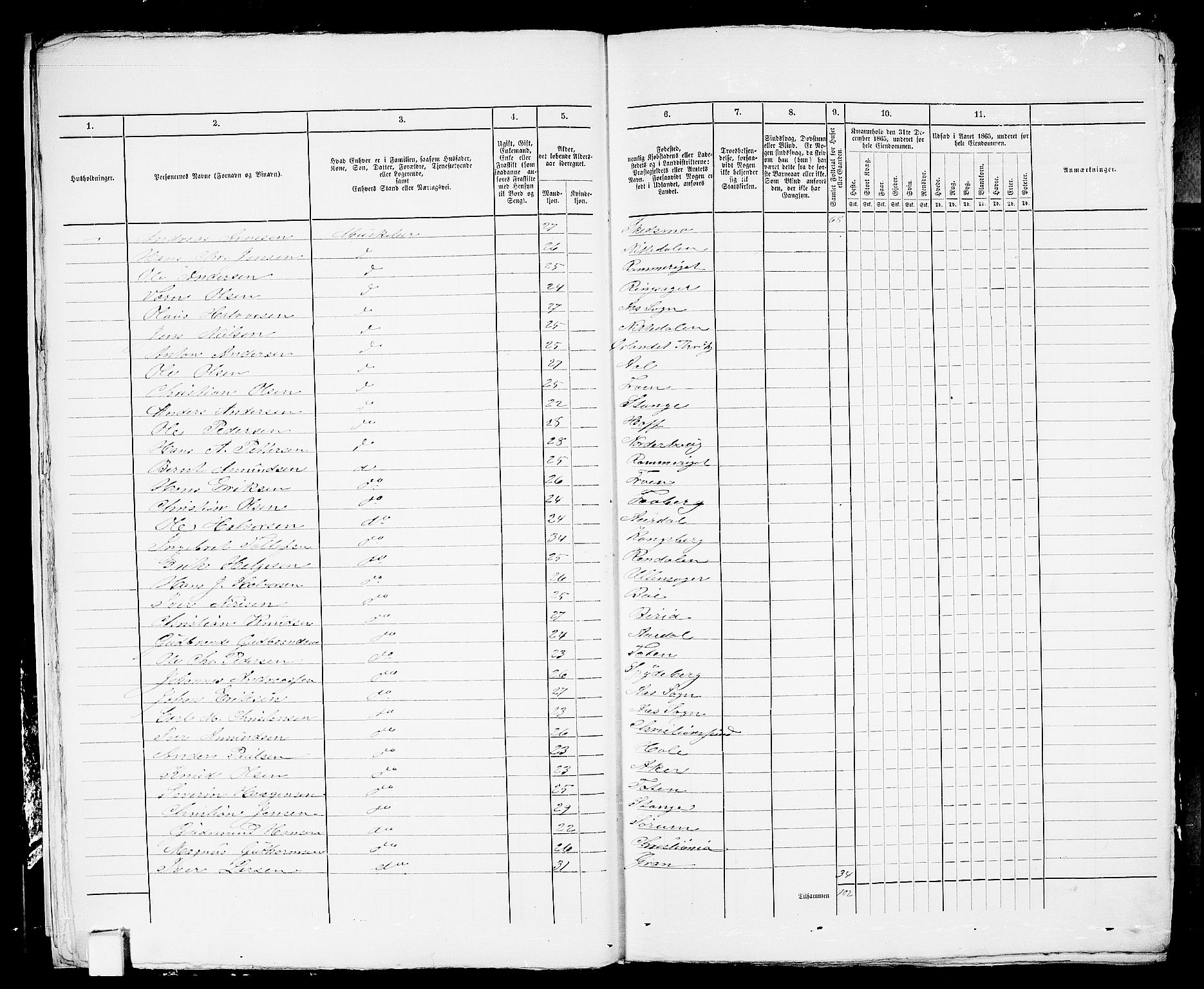 RA, 1865 census for Horten, 1865, p. 20