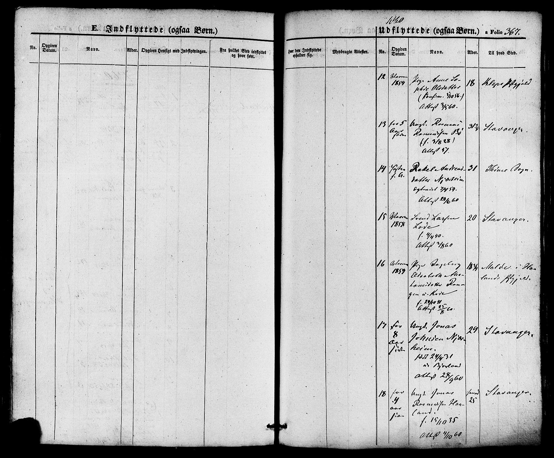 Hå sokneprestkontor, AV/SAST-A-101801/001/30BA/L0008: Parish register (official) no. A 7, 1853-1878, p. 367