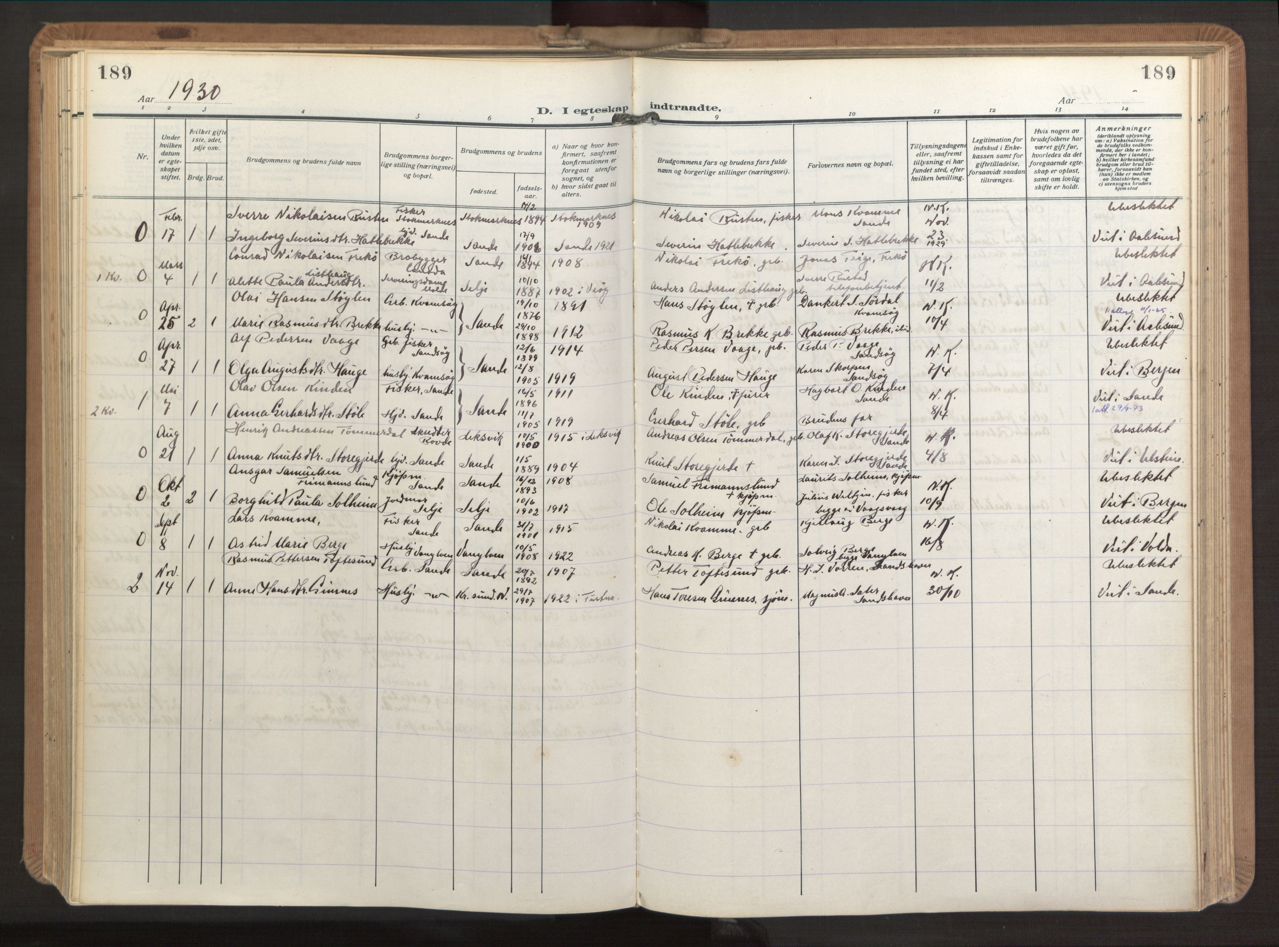 Ministerialprotokoller, klokkerbøker og fødselsregistre - Møre og Romsdal, AV/SAT-A-1454/503/L0044: Parish register (official) no. 503A12, 1918-1931, p. 189