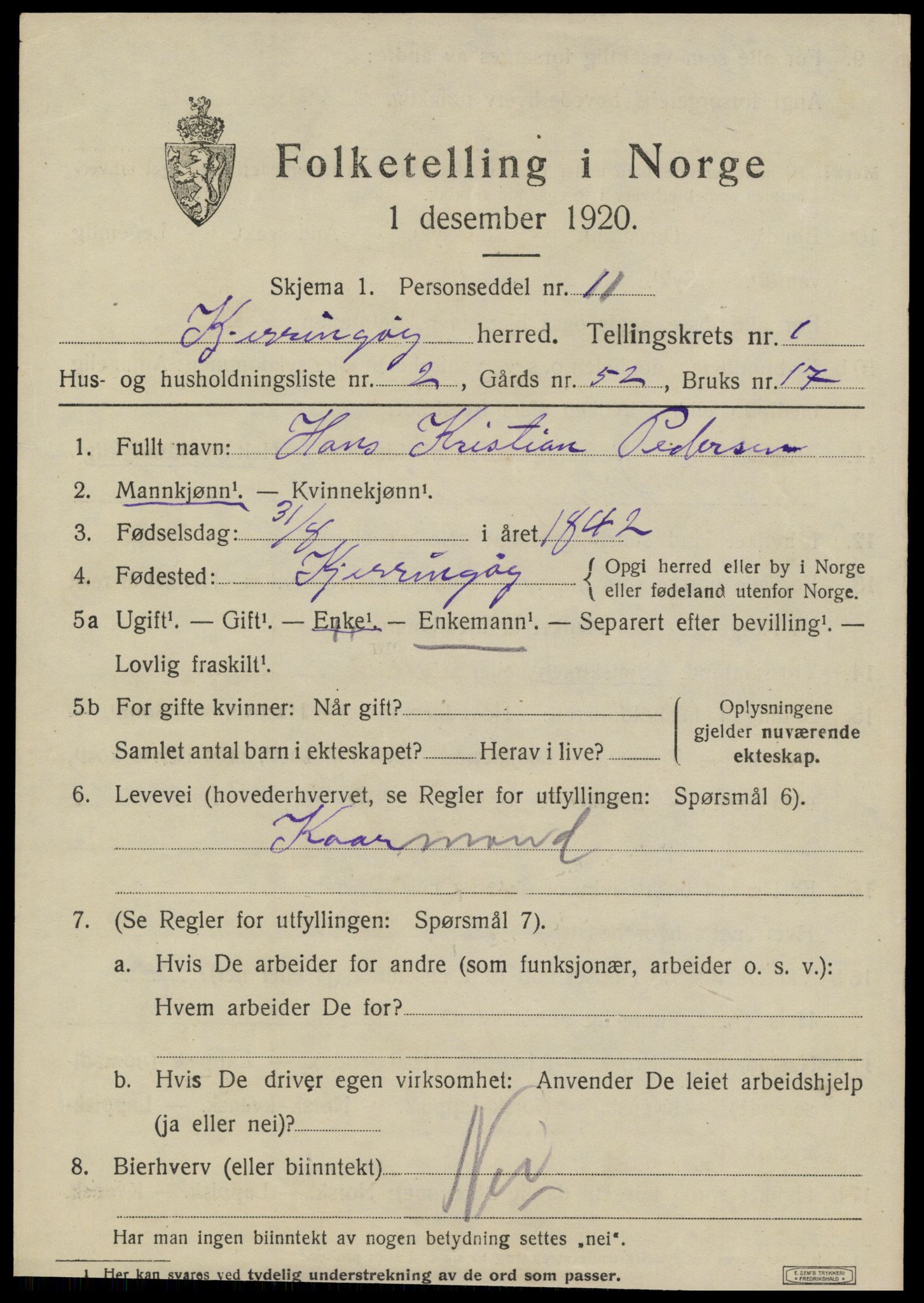 SAT, 1920 census for Kjerringøy, 1920, p. 851