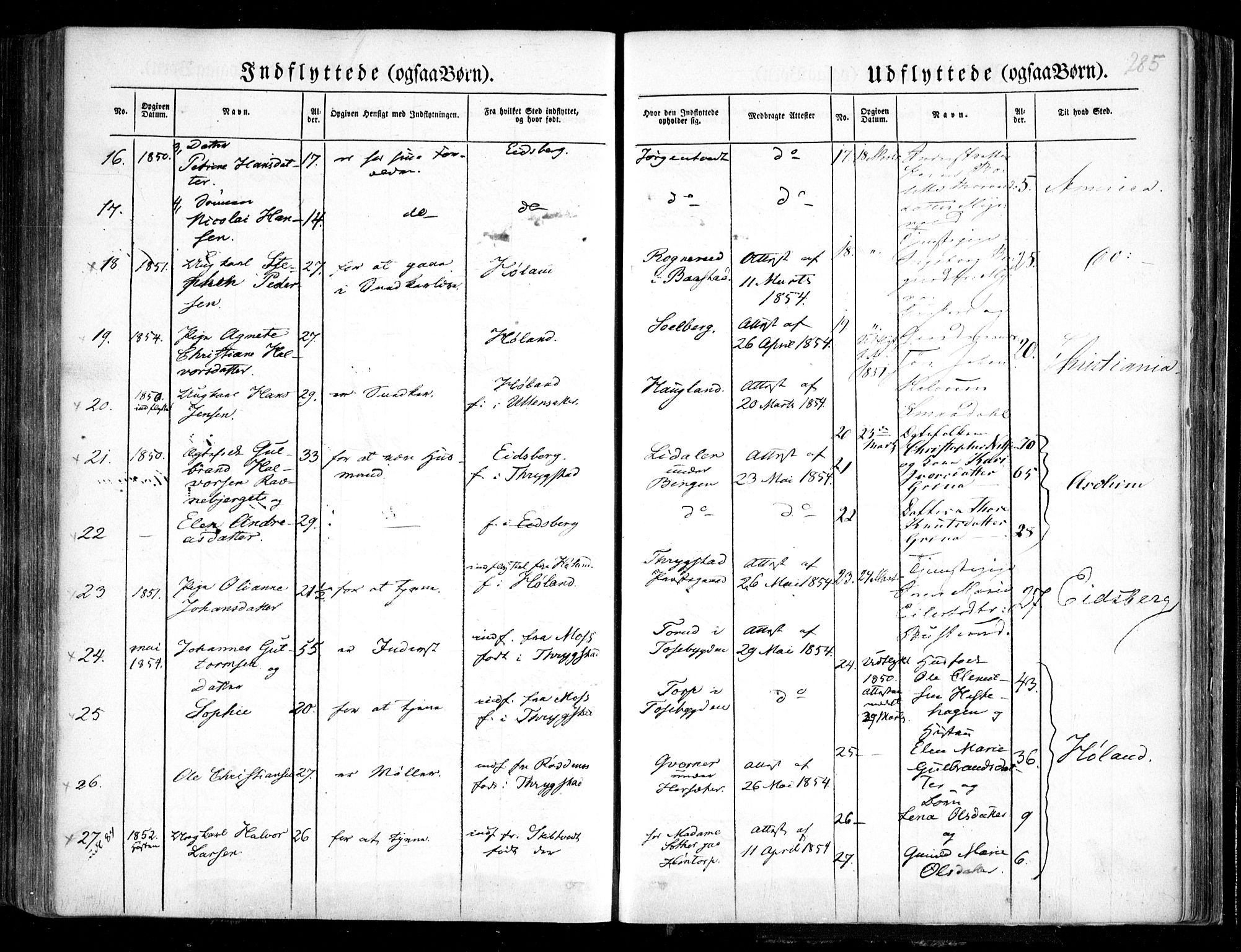 Trøgstad prestekontor Kirkebøker, AV/SAO-A-10925/F/Fa/L0007: Parish register (official) no. I 7, 1845-1854, p. 285