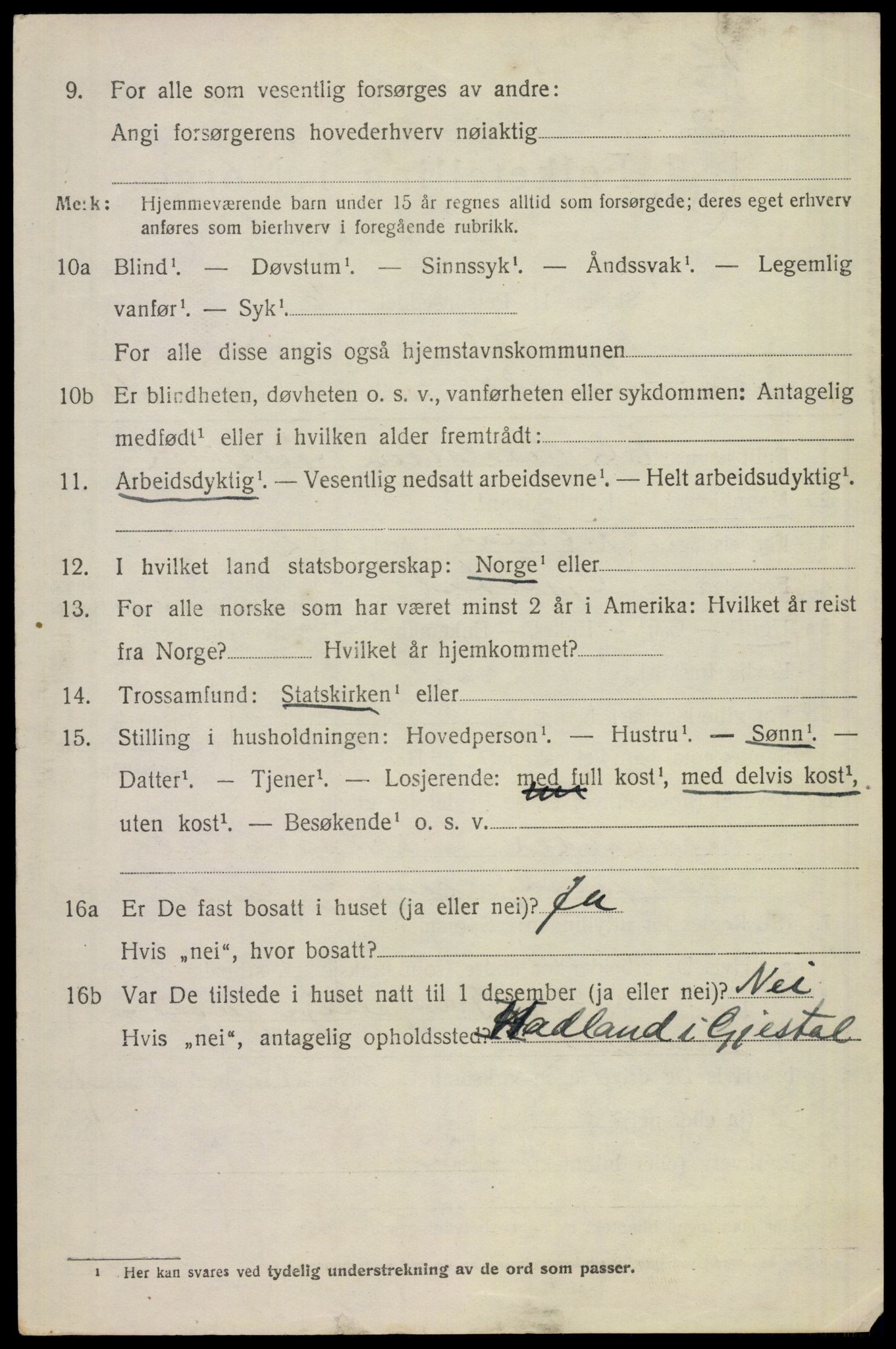 SAST, 1920 census for Gjesdal, 1920, p. 2125