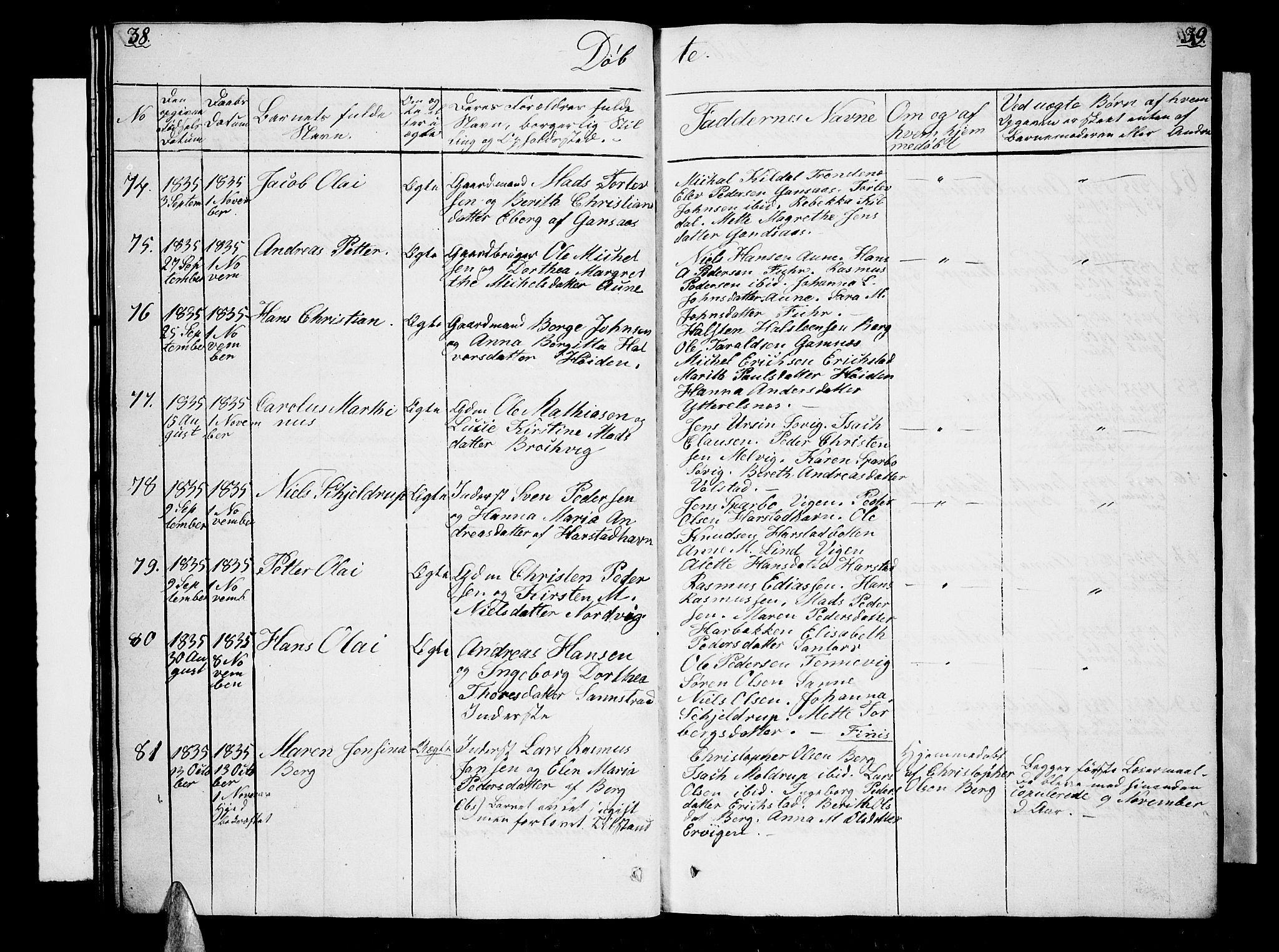 Trondenes sokneprestkontor, AV/SATØ-S-1319/H/Hb/L0005klokker: Parish register (copy) no. 5, 1834-1845, p. 38-39