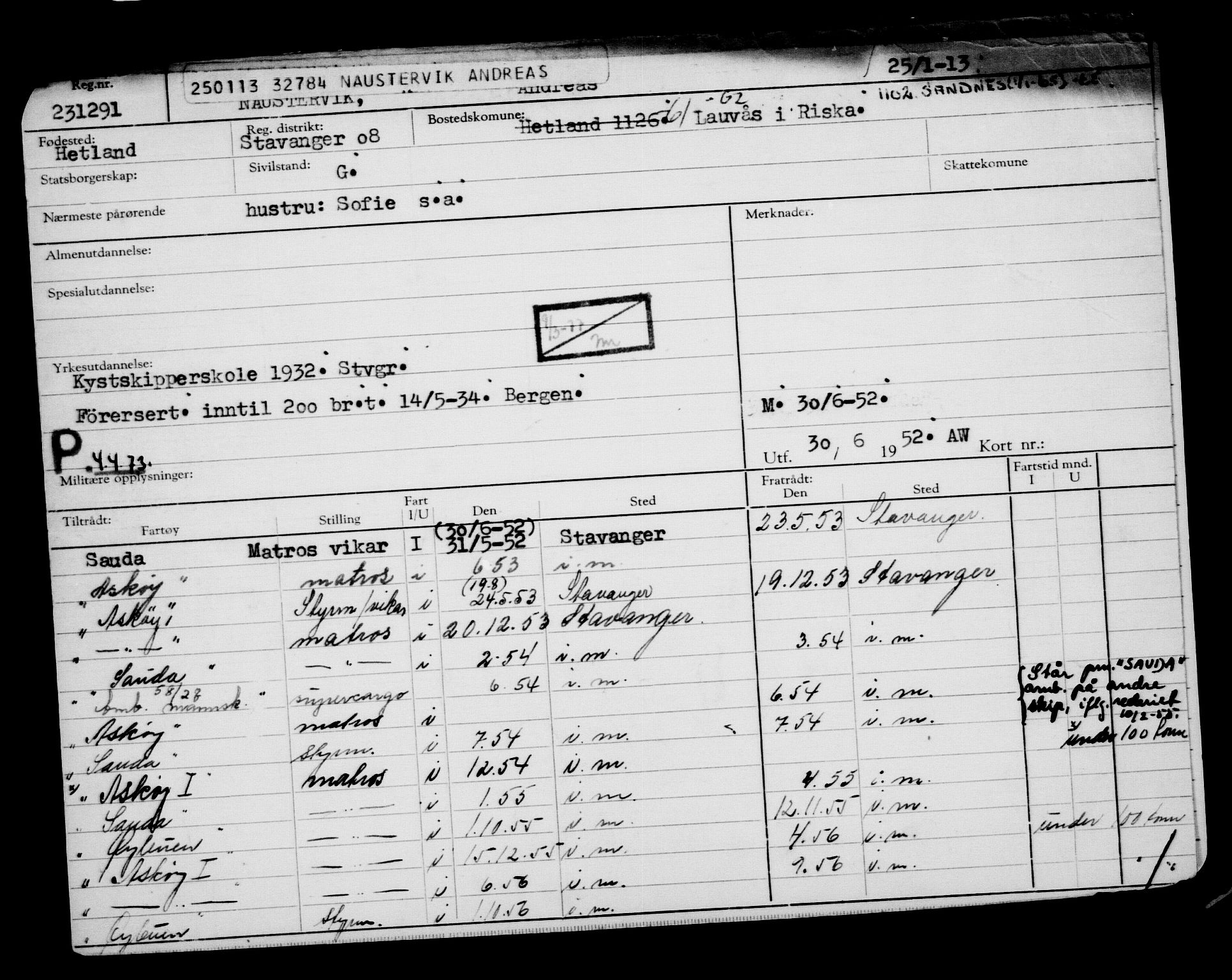 Direktoratet for sjømenn, AV/RA-S-3545/G/Gb/L0110: Hovedkort, 1913, p. 212