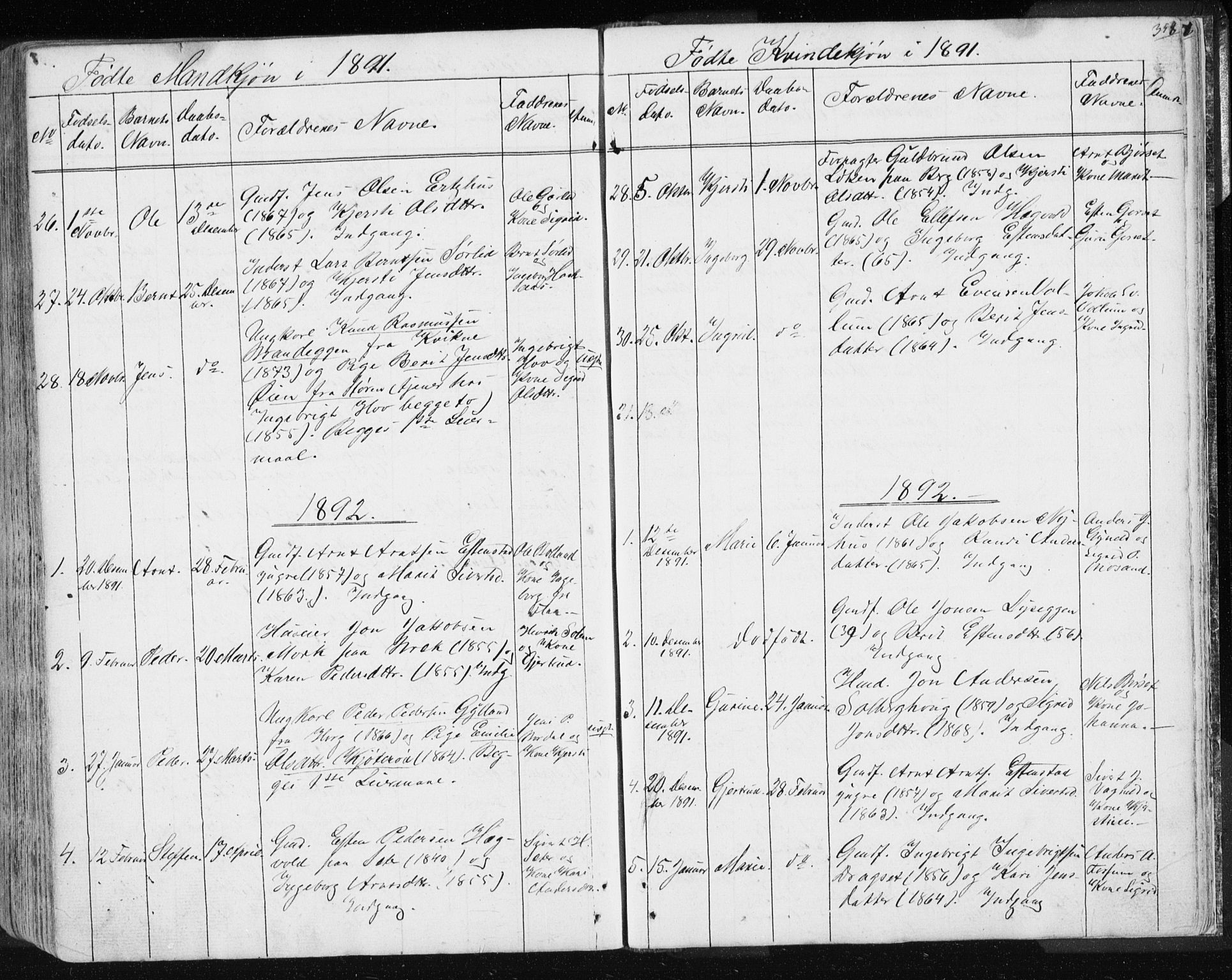 Ministerialprotokoller, klokkerbøker og fødselsregistre - Sør-Trøndelag, SAT/A-1456/689/L1043: Parish register (copy) no. 689C02, 1816-1892, p. 358