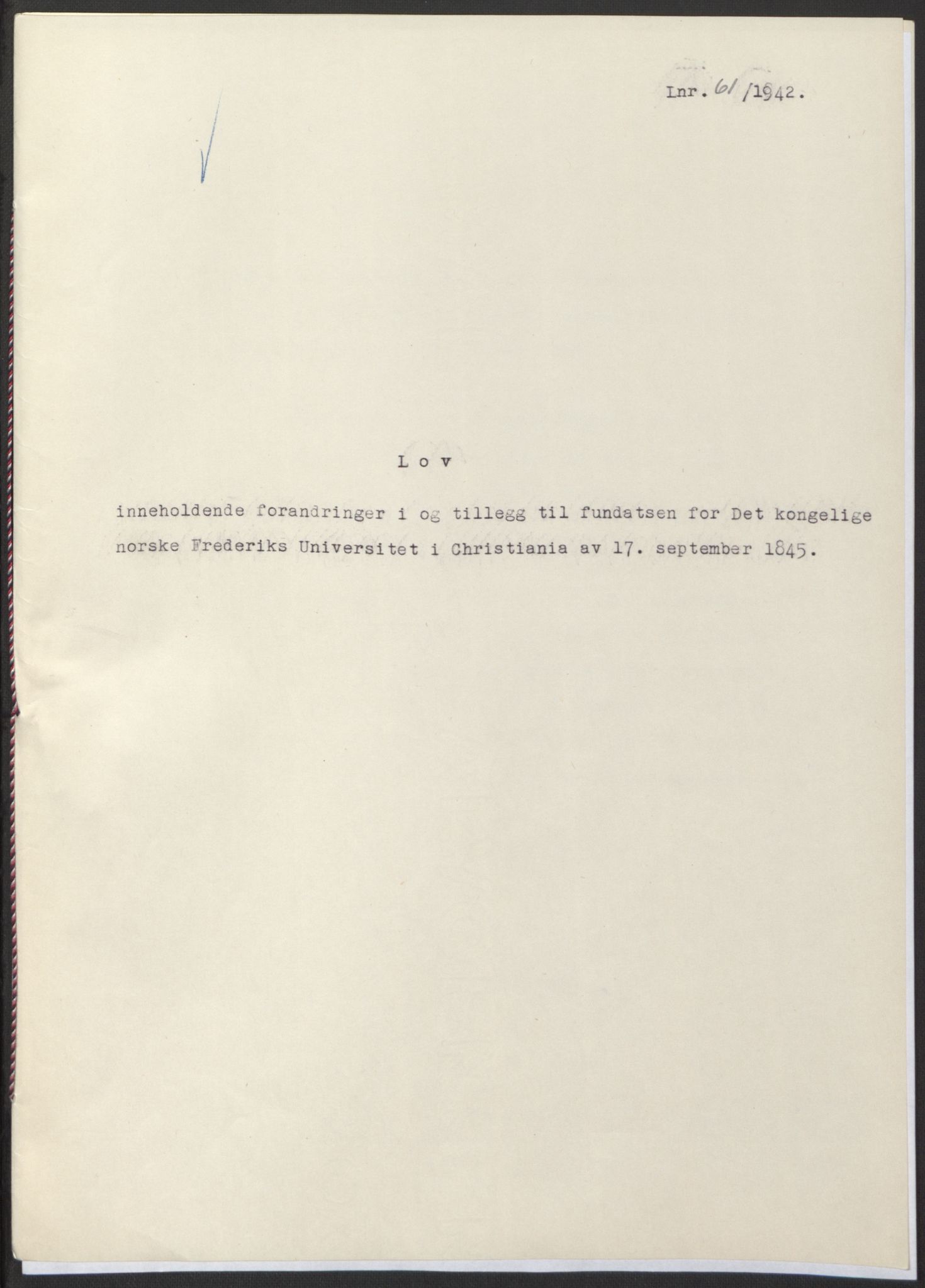 NS-administrasjonen 1940-1945 (Statsrådsekretariatet, de kommisariske statsråder mm), RA/S-4279/D/Db/L0097: Lover I, 1942, p. 169
