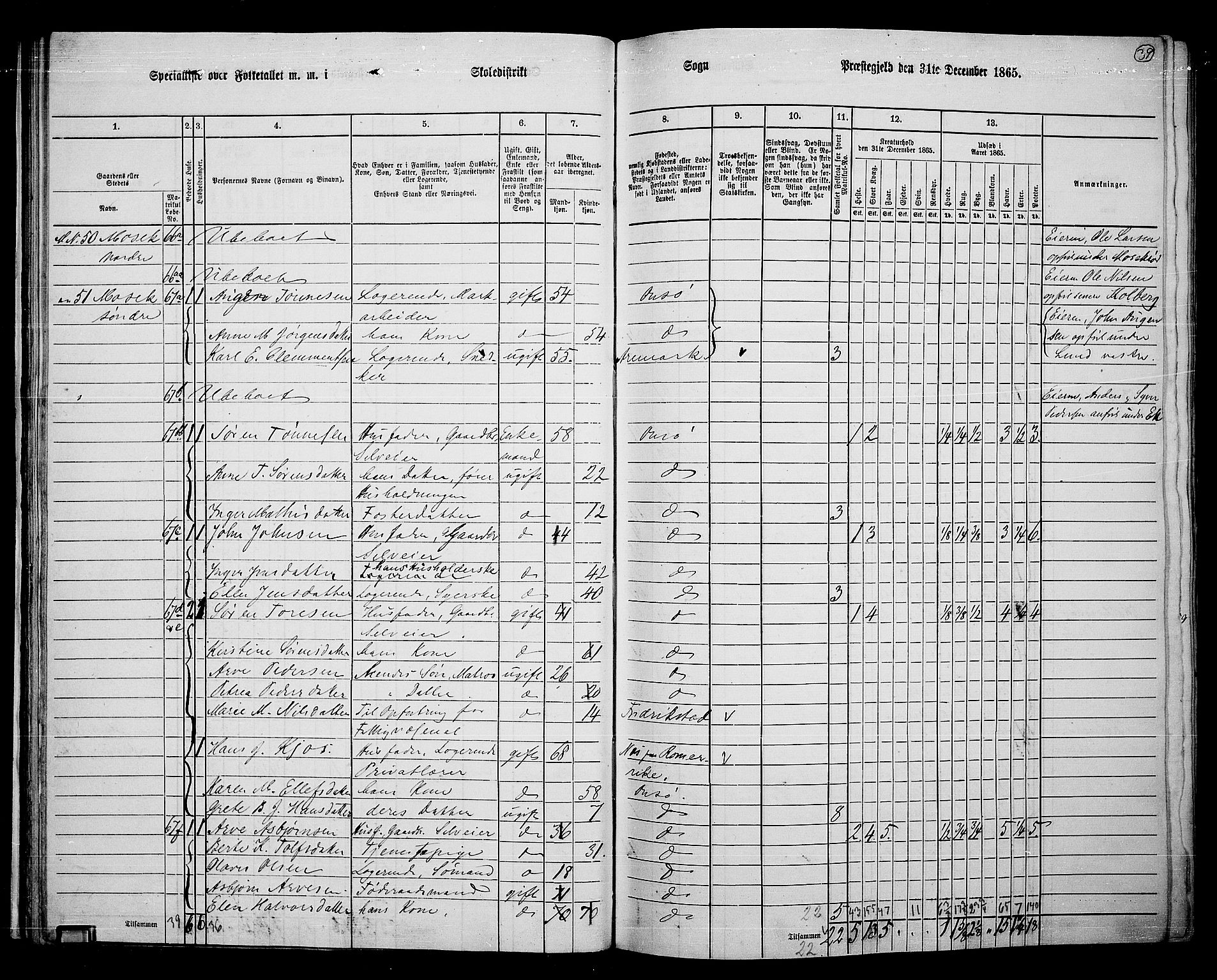 RA, 1865 census for Onsøy, 1865, p. 40