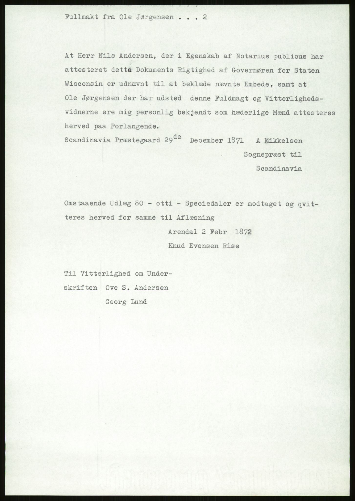 Samlinger til kildeutgivelse, Amerikabrevene, RA/EA-4057/F/L0026: Innlån fra Aust-Agder: Aust-Agder-Arkivet - Erickson, 1838-1914, p. 489