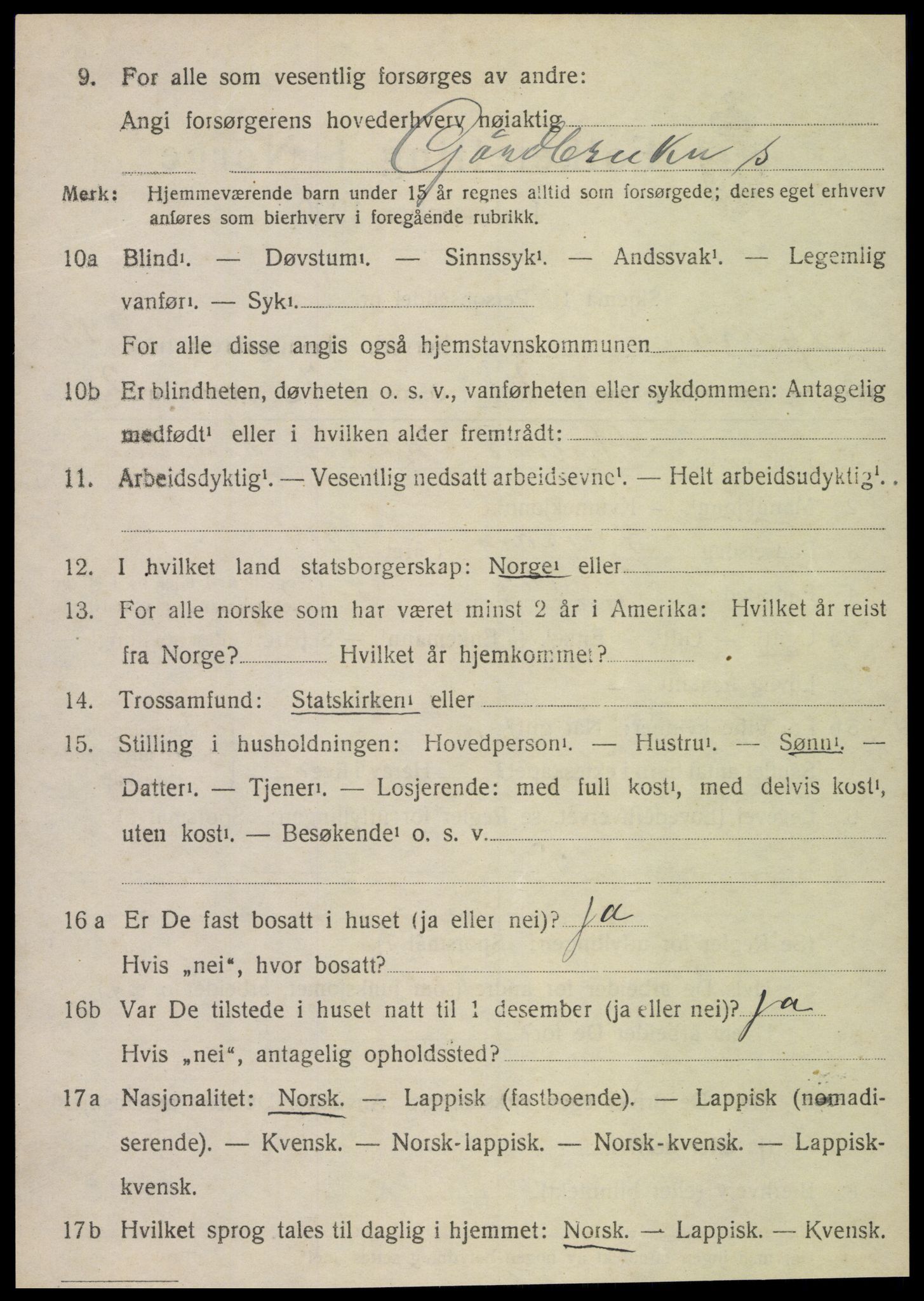 SAT, 1920 census for Sparbu, 1920, p. 2120
