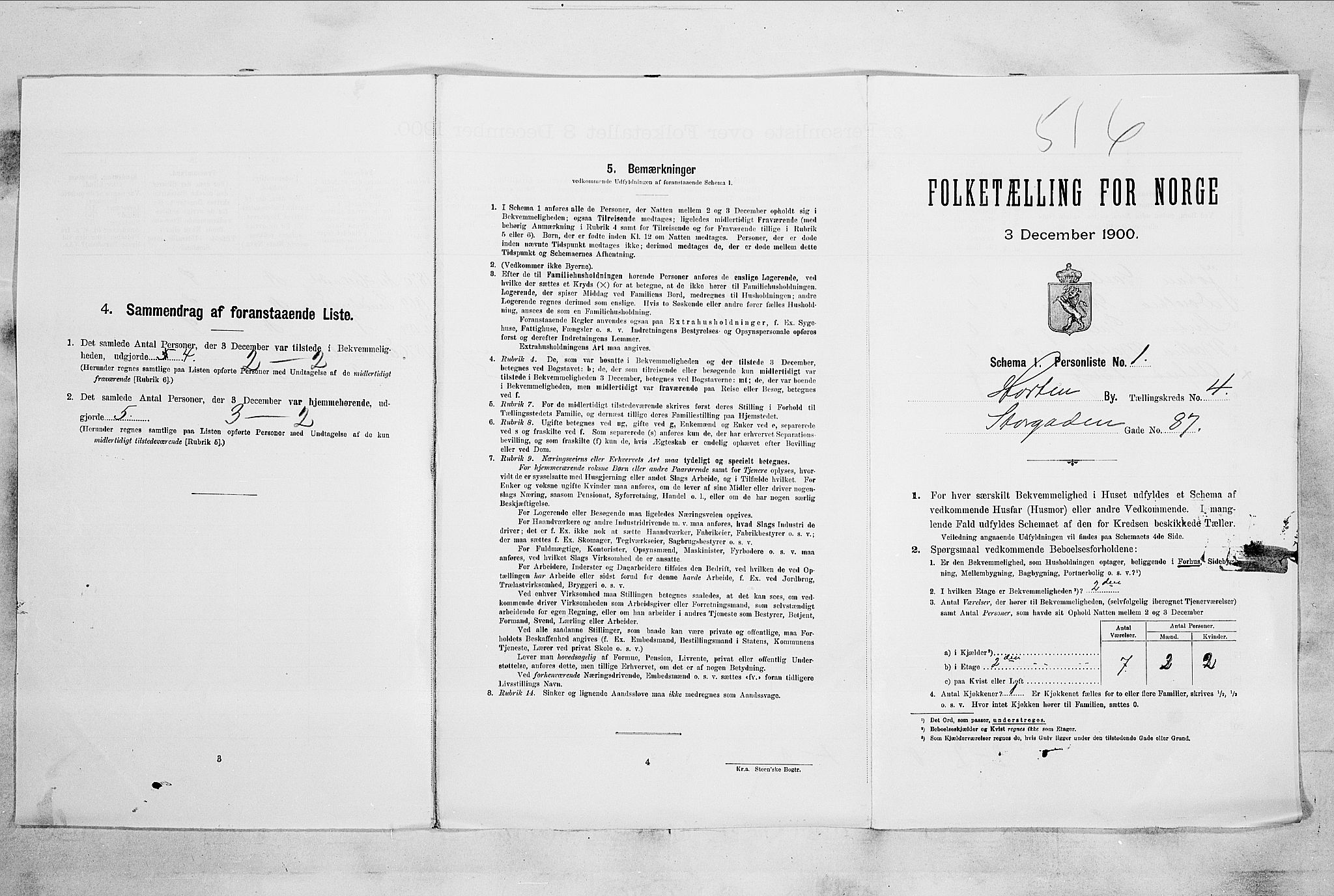 RA, 1900 census for Horten, 1900, p. 3190