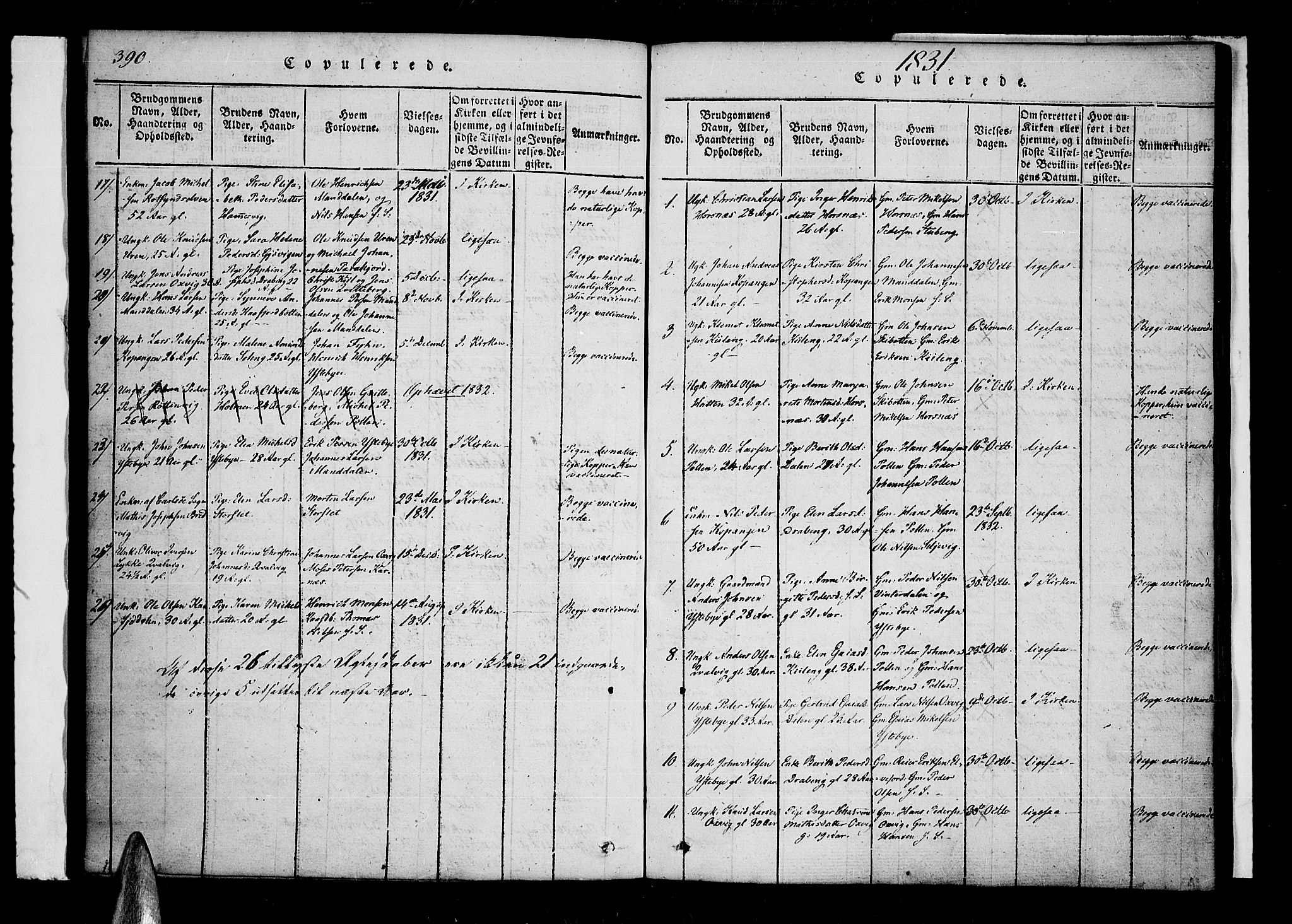 Lyngen sokneprestembete, AV/SATØ-S-1289/H/He/Hea/L0003kirke: Parish register (official) no. 3, 1822-1838, p. 390-391