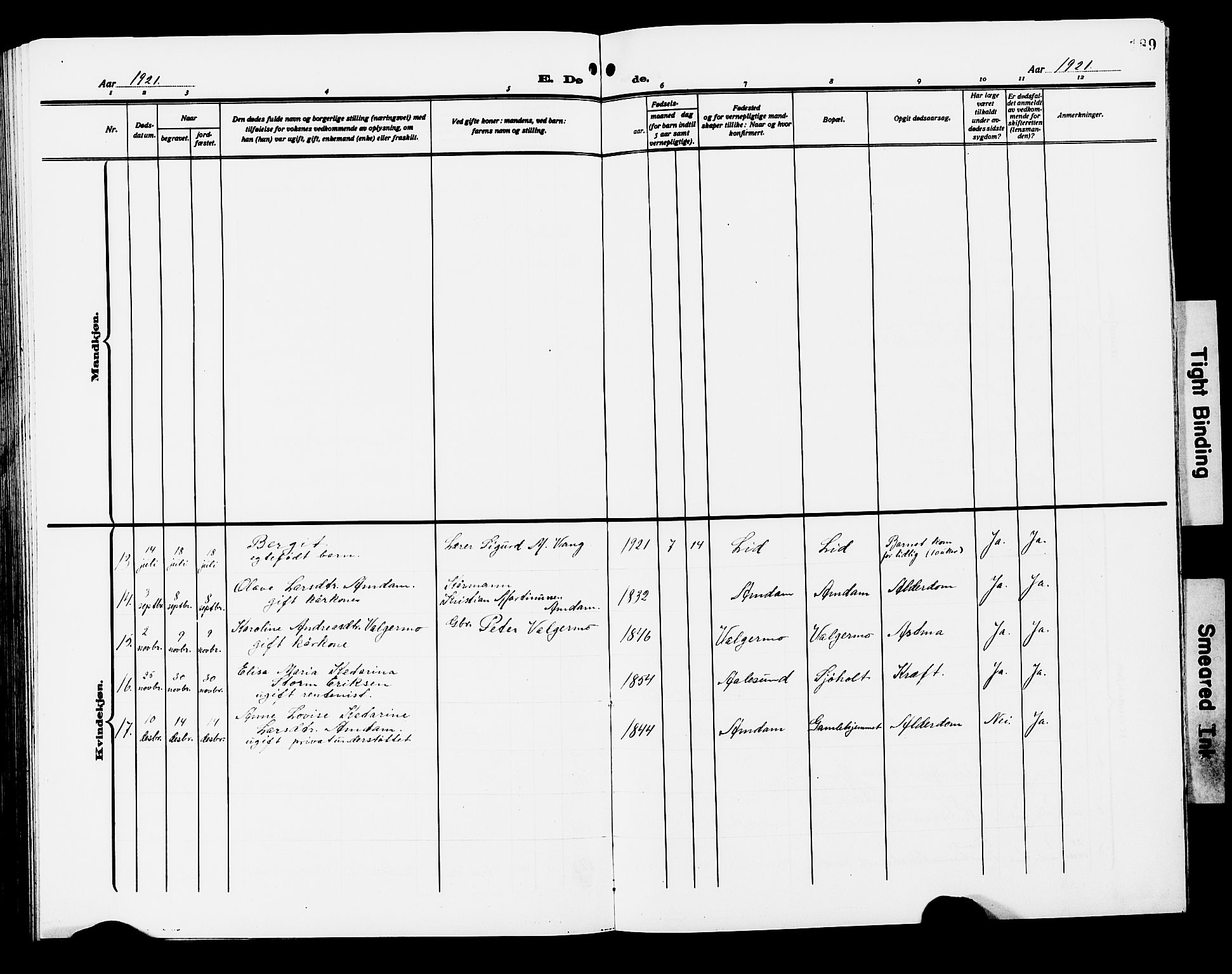 Ministerialprotokoller, klokkerbøker og fødselsregistre - Møre og Romsdal, AV/SAT-A-1454/522/L0328: Parish register (copy) no. 522C07, 1909-1925, p. 189