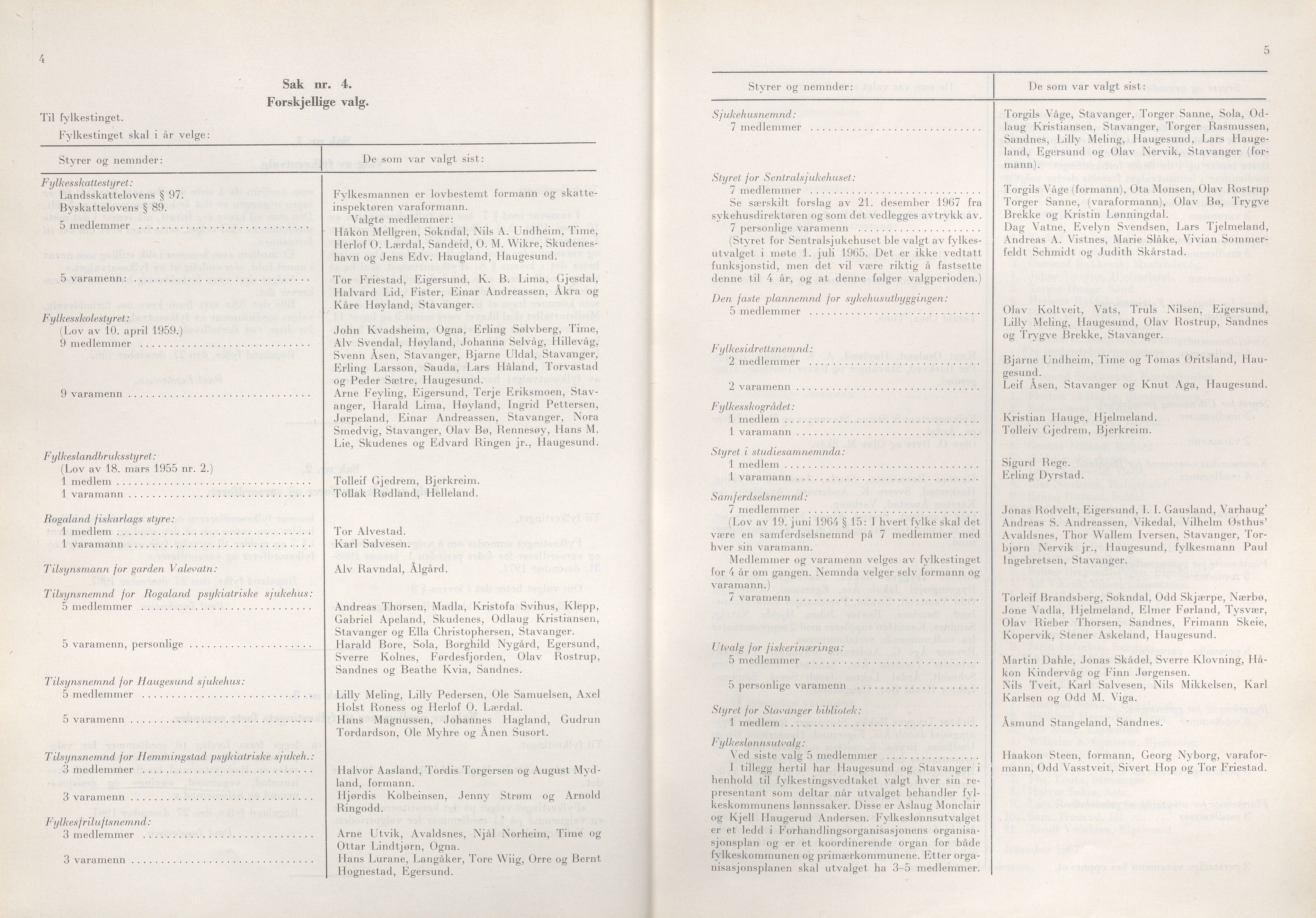 Rogaland fylkeskommune - Fylkesrådmannen , IKAR/A-900/A/Aa/Aaa/L0088: Møtebok , 1968, p. 4-5