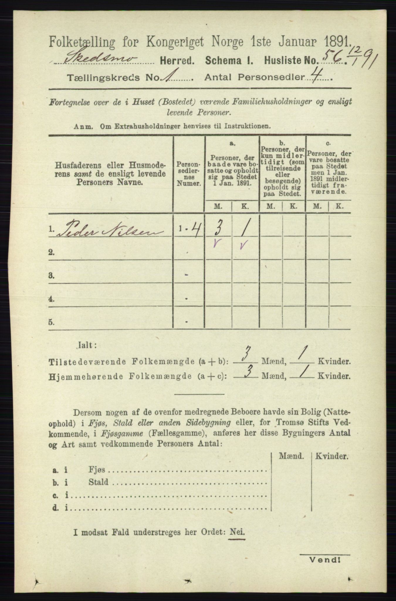 RA, 1891 census for 0231 Skedsmo, 1891, p. 85