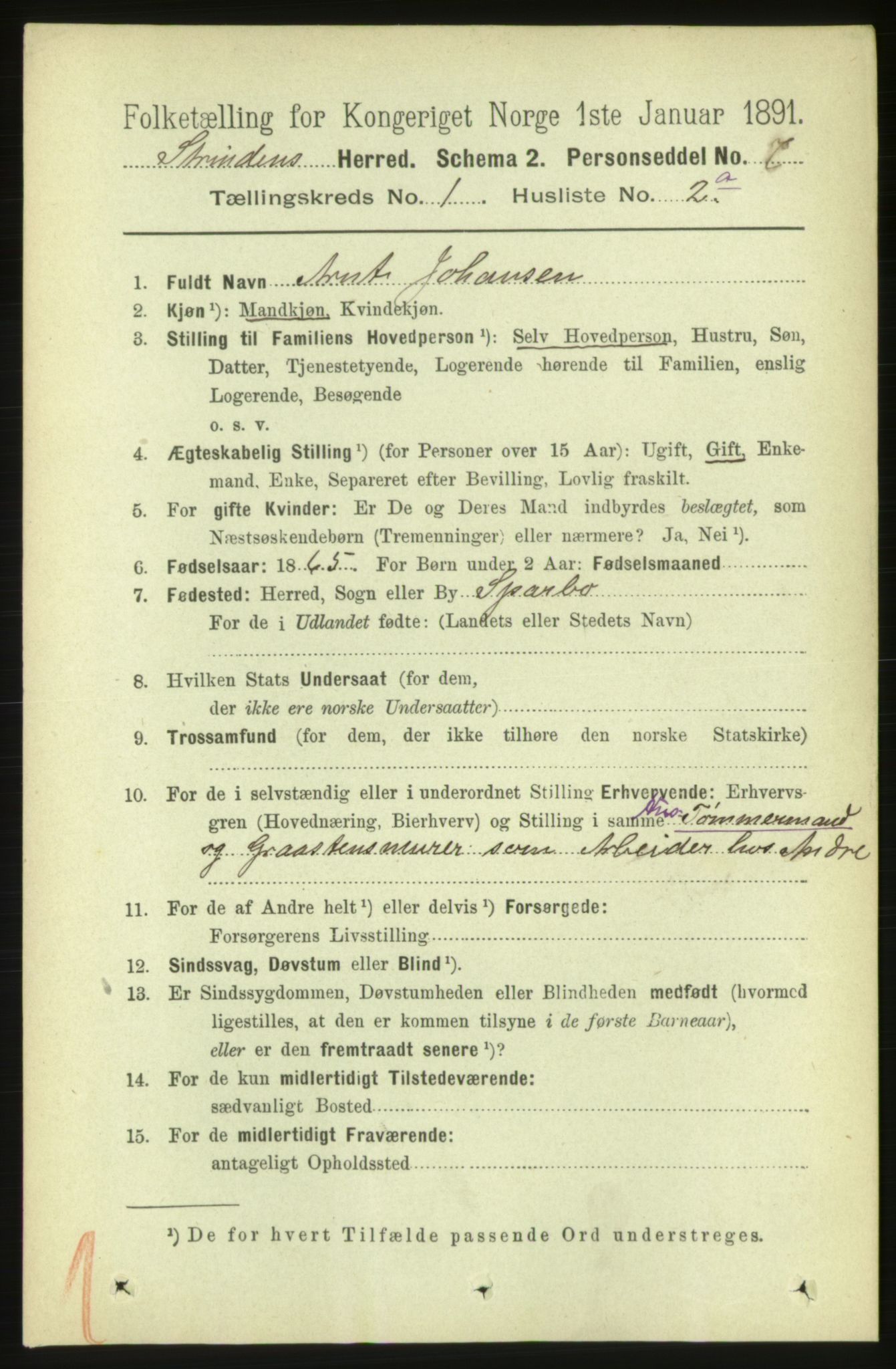 RA, 1891 census for 1660 Strinda, 1891, p. 118