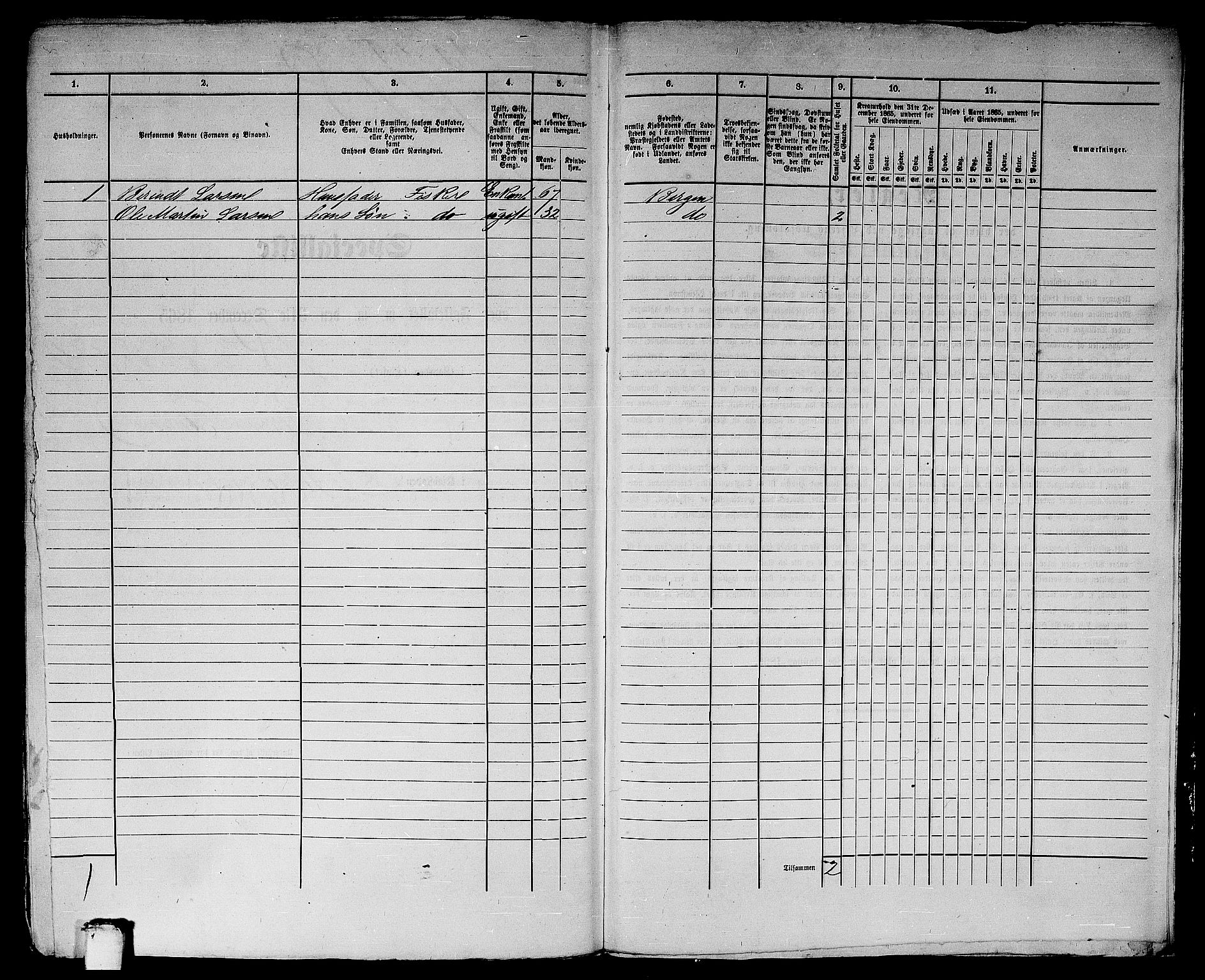 RA, 1865 census for Bergen, 1865, p. 3578