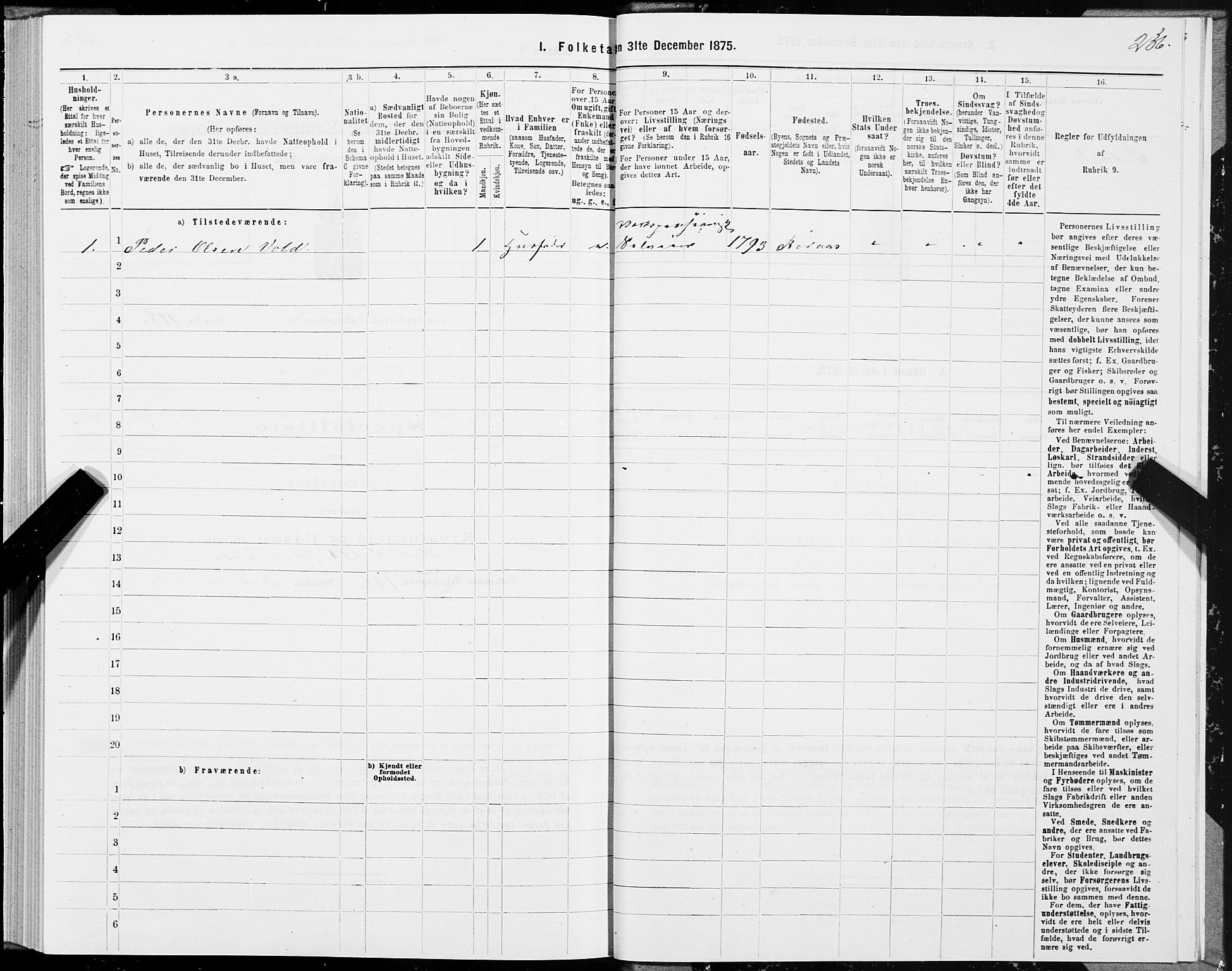 SAT, 1875 census for 1640P Røros, 1875, p. 2236