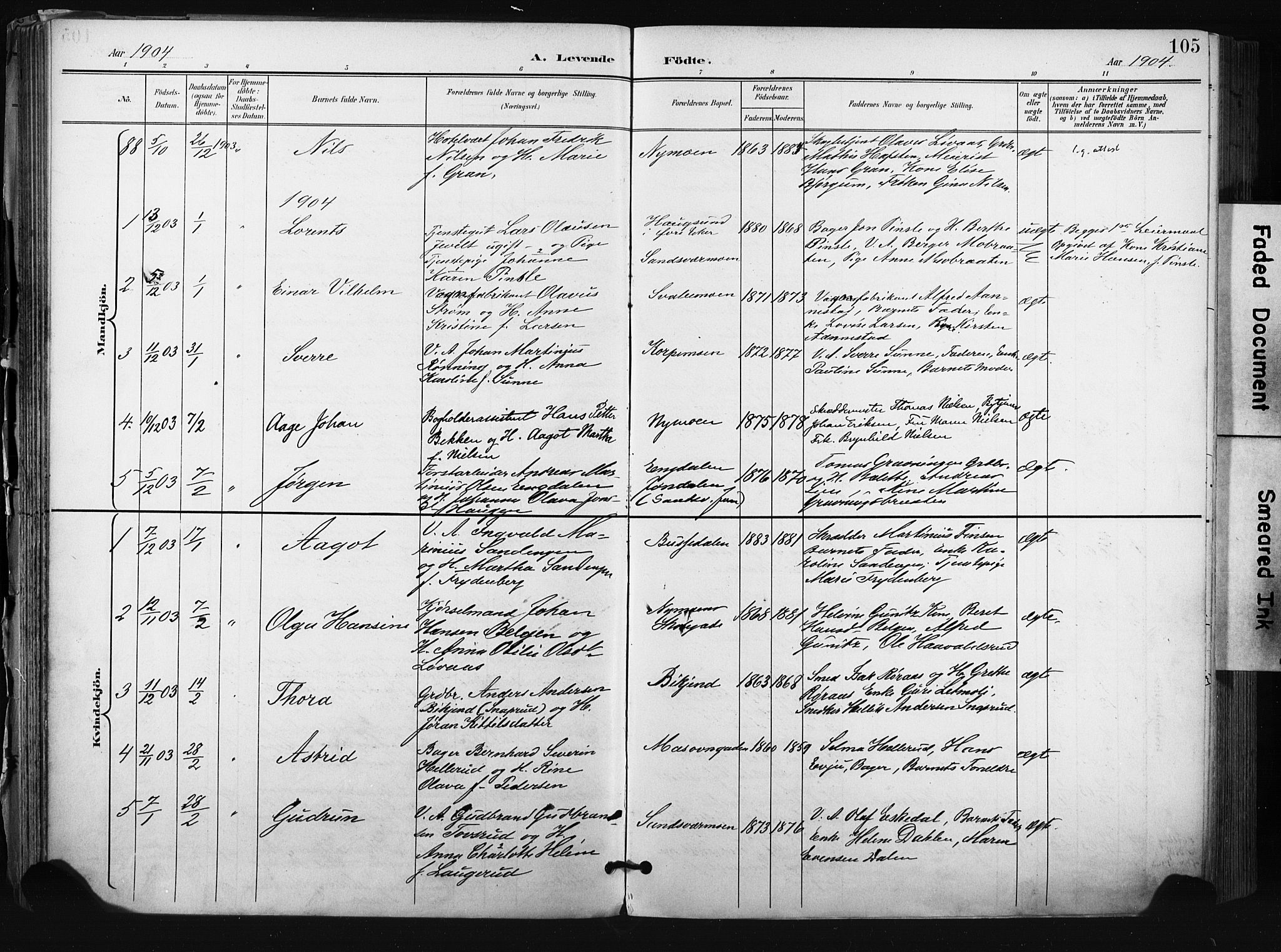 Kongsberg kirkebøker, AV/SAKO-A-22/F/Fb/L0003: Parish register (official) no. II 3, 1896-1905, p. 105