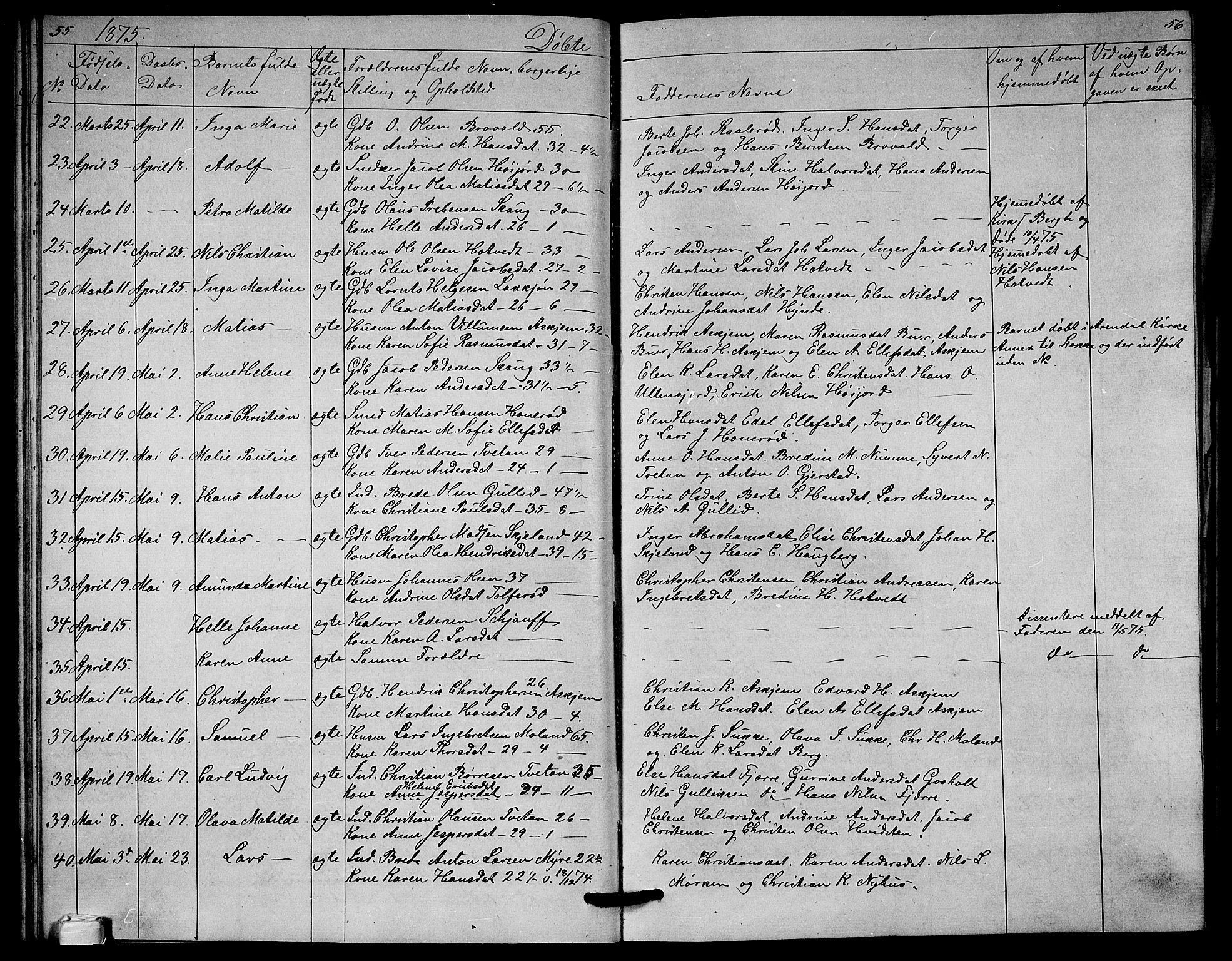 Andebu kirkebøker, AV/SAKO-A-336/G/Ga/L0004: Parish register (copy) no. I 4, 1868-1882, p. 55-56