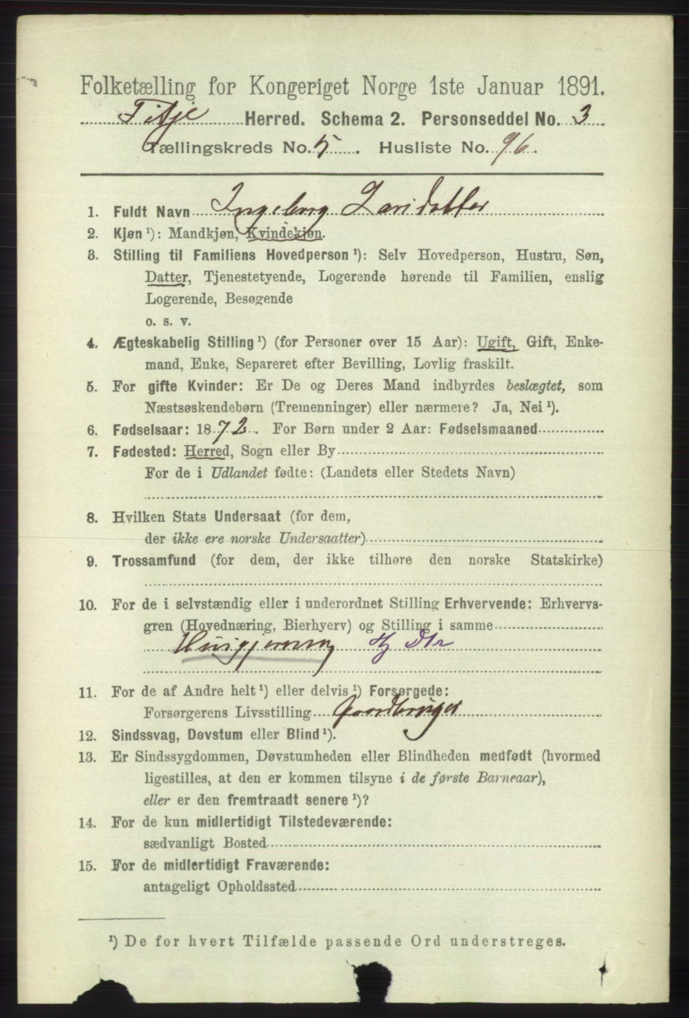 RA, 1891 census for 1222 Fitjar, 1891, p. 2315