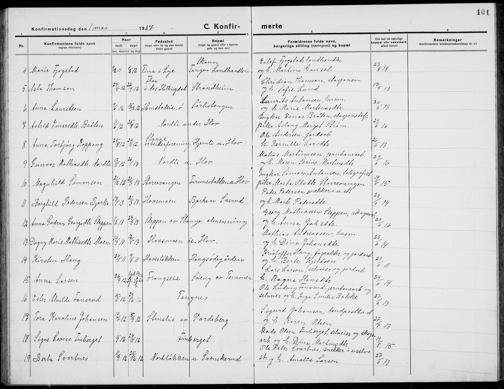 Stange prestekontor, SAH/PREST-002/L/L0017: Parish register (copy) no. 17, 1918-1936, p. 101