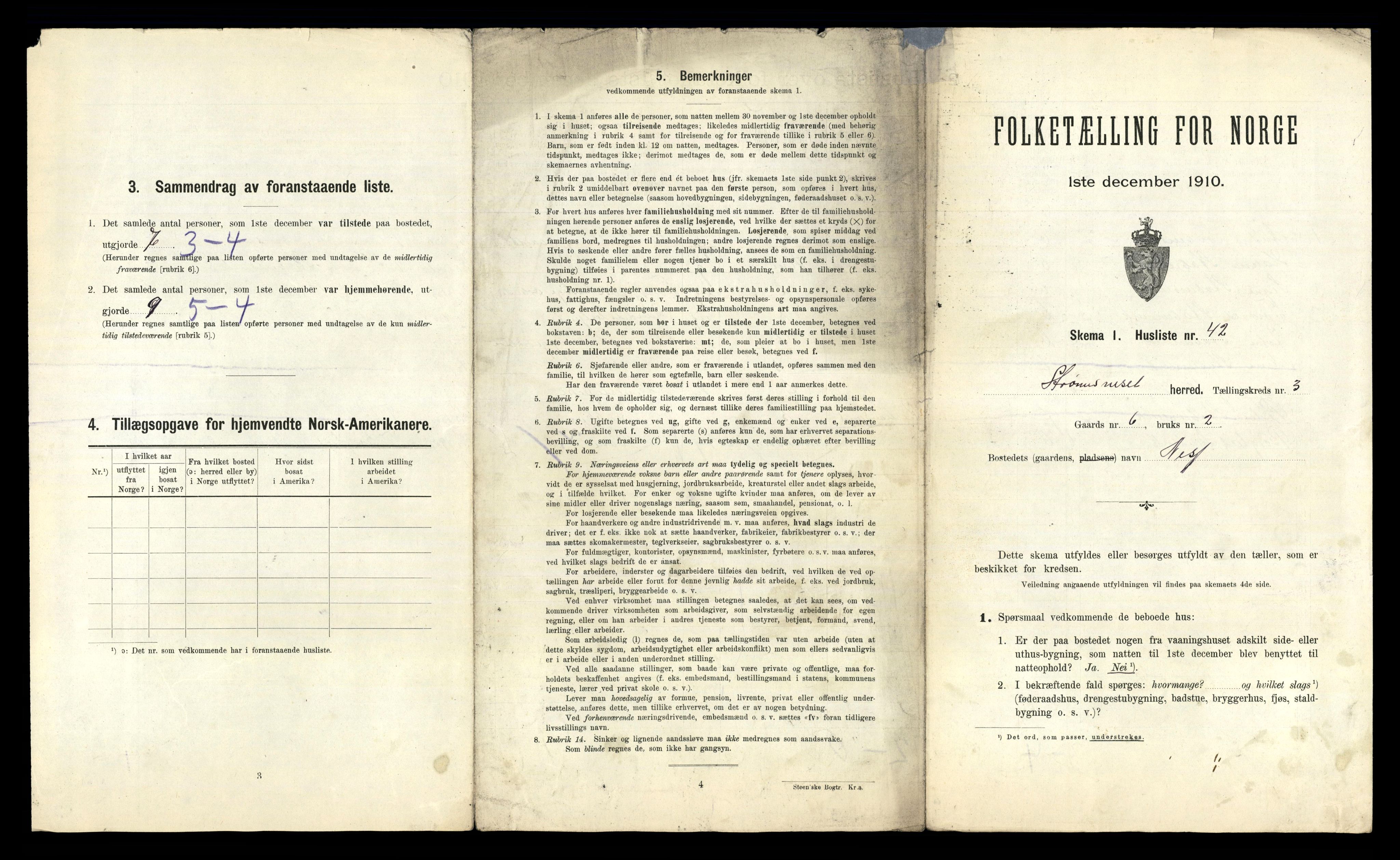 RA, 1910 census for Straumsnes, 1910, p. 207