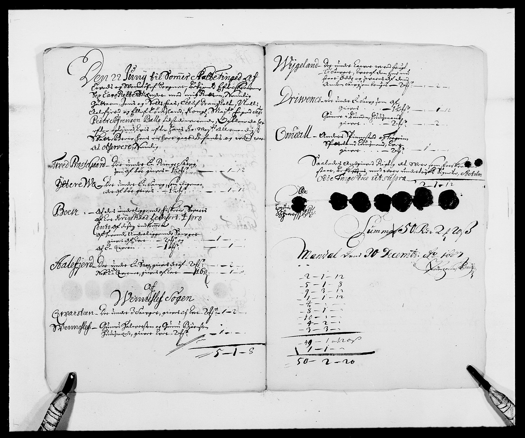 Rentekammeret inntil 1814, Reviderte regnskaper, Fogderegnskap, AV/RA-EA-4092/R42/L2542: Mandal fogderi, 1685-1687, p. 217